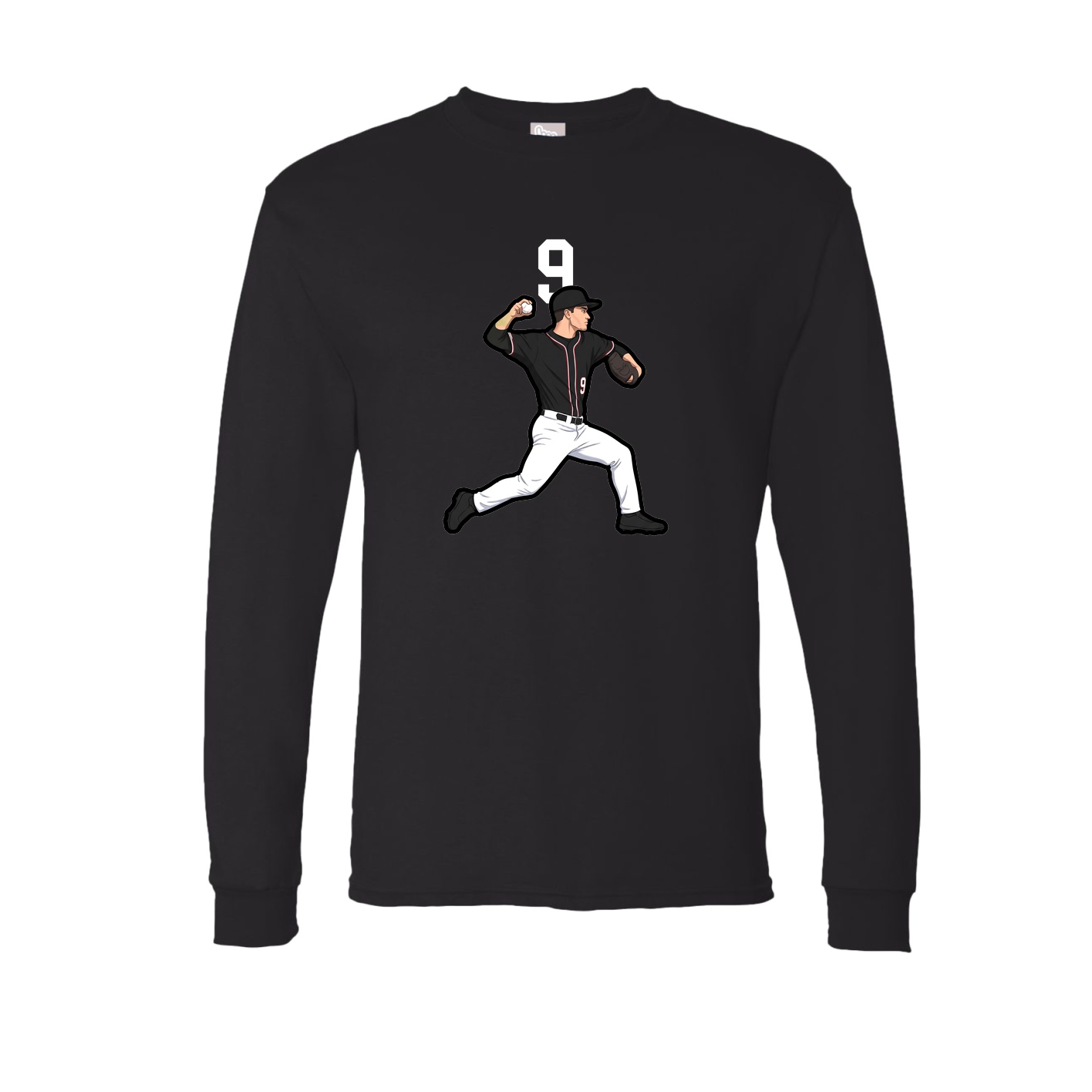 Long Sleeve Tee — Number Top in Black