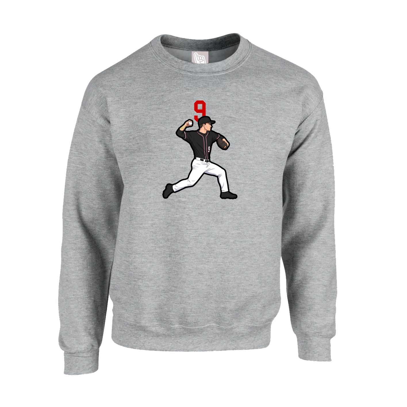 Fleece Crew — Number Top in Grey