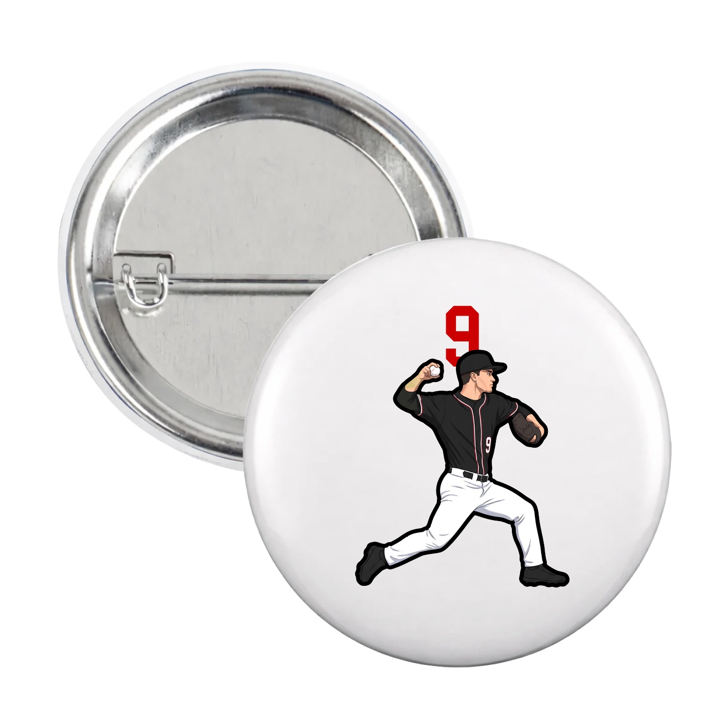 Game Day Button — Number Top in White