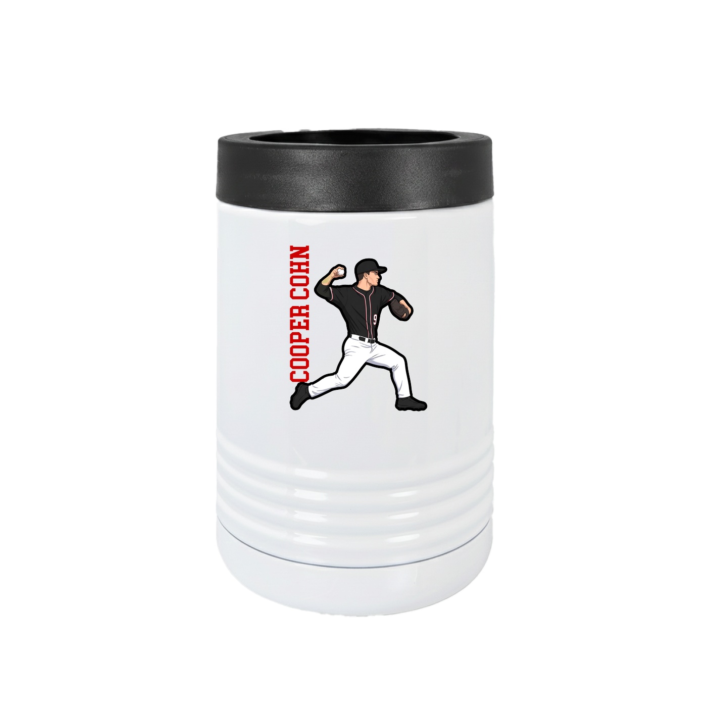 Beverage Holder — Name Vertical in White