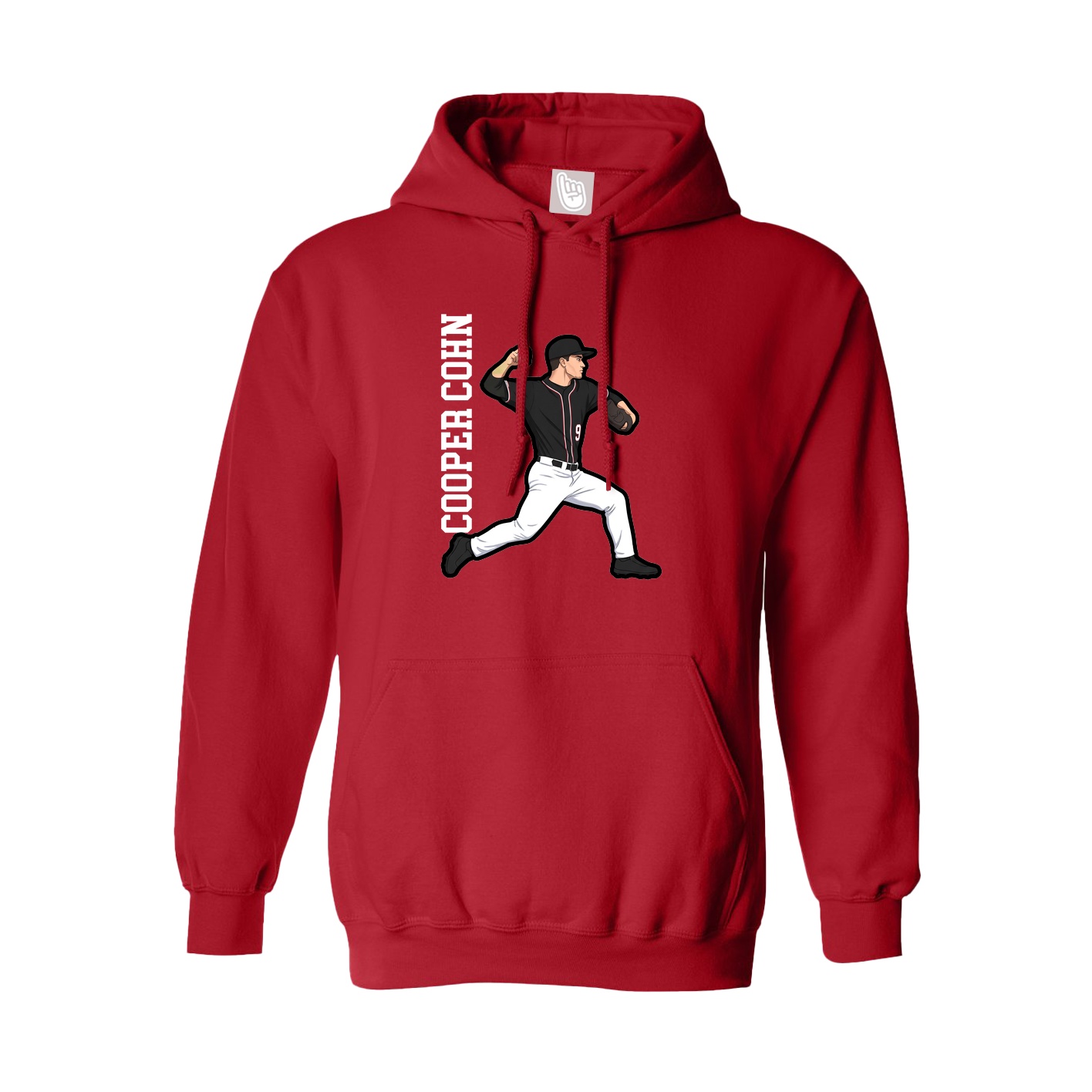 Youth Hoodie — Name Vertical in Red