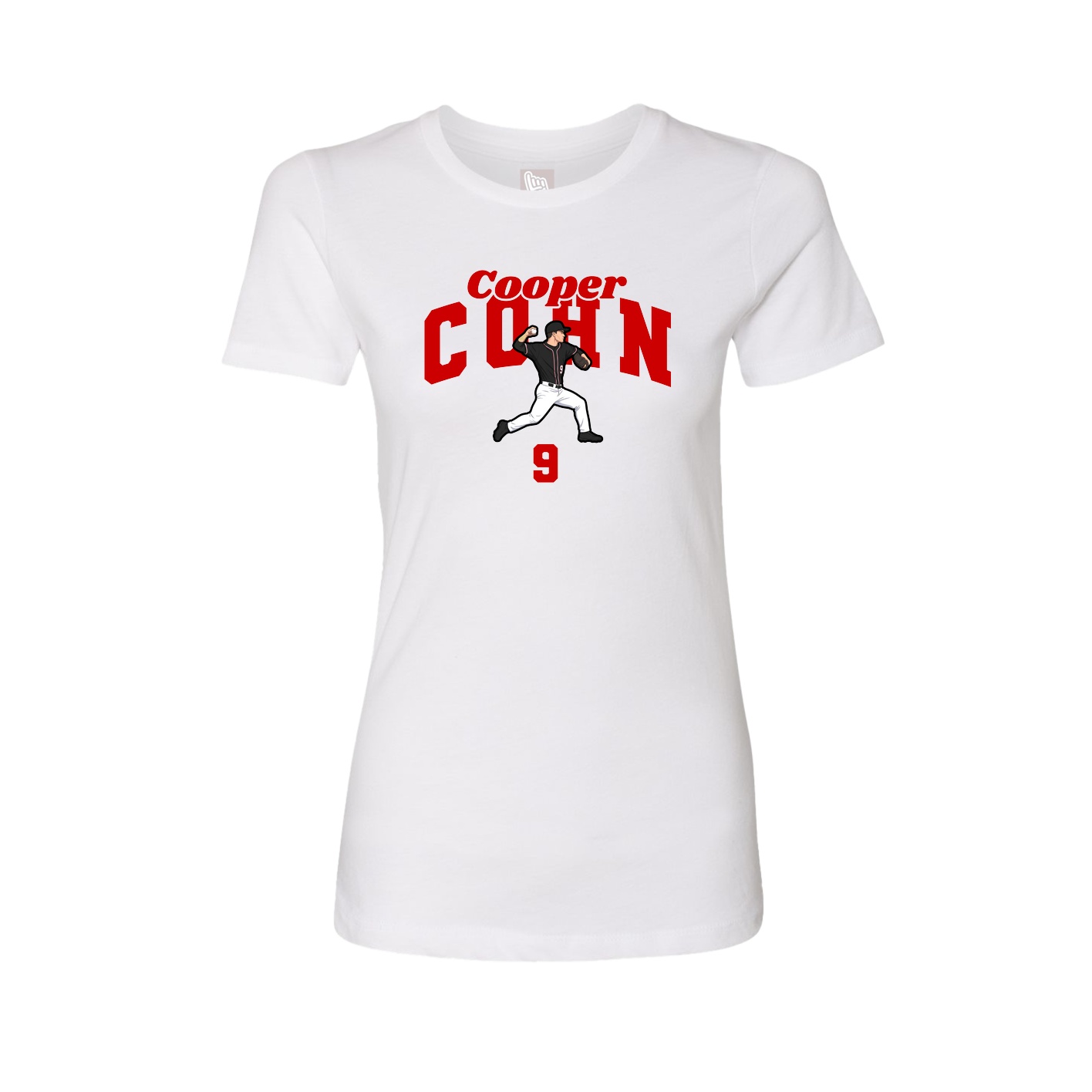 Fitted Women's Tee — Signature Arch in White