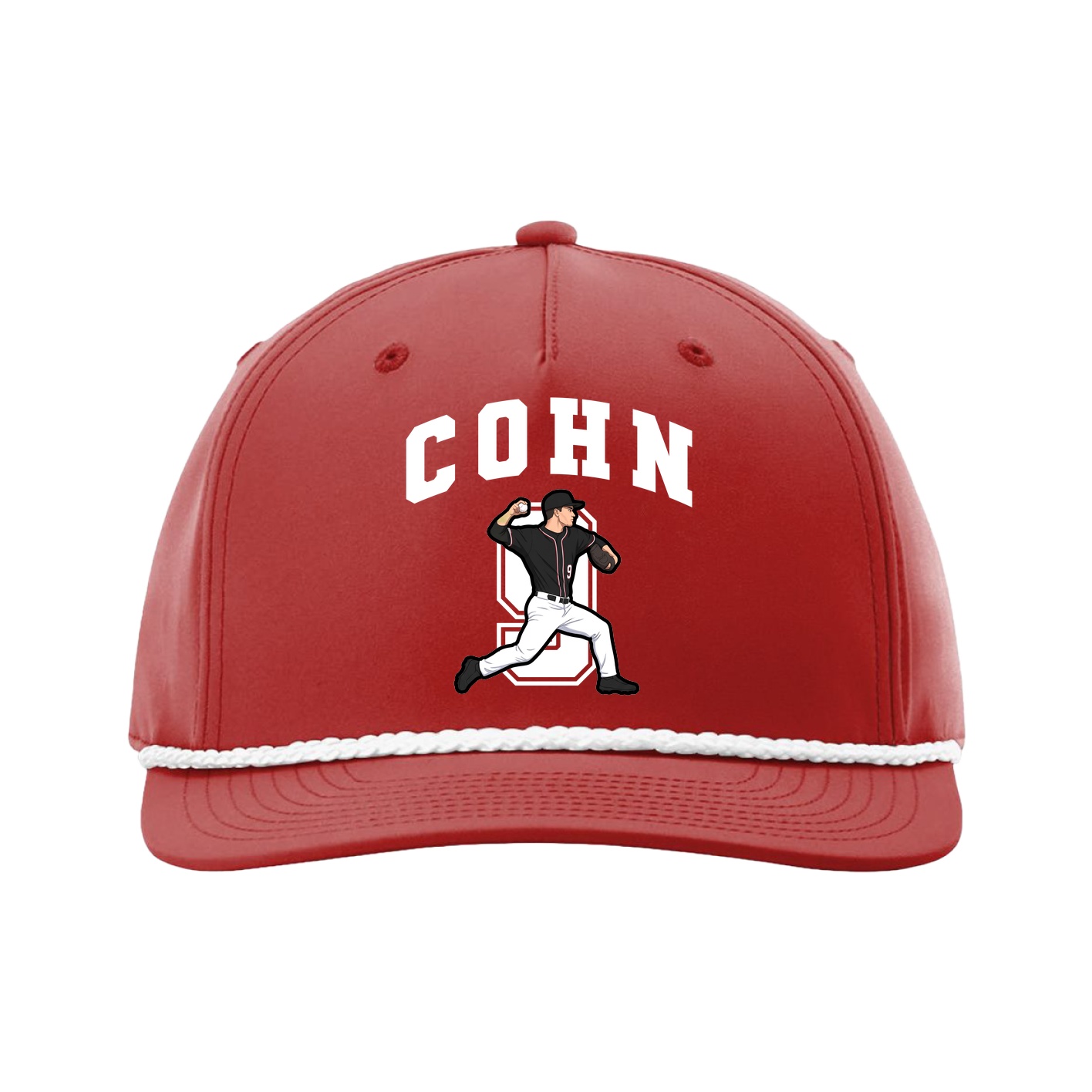 Five-Panel Classic Rope Cap — Number in Red