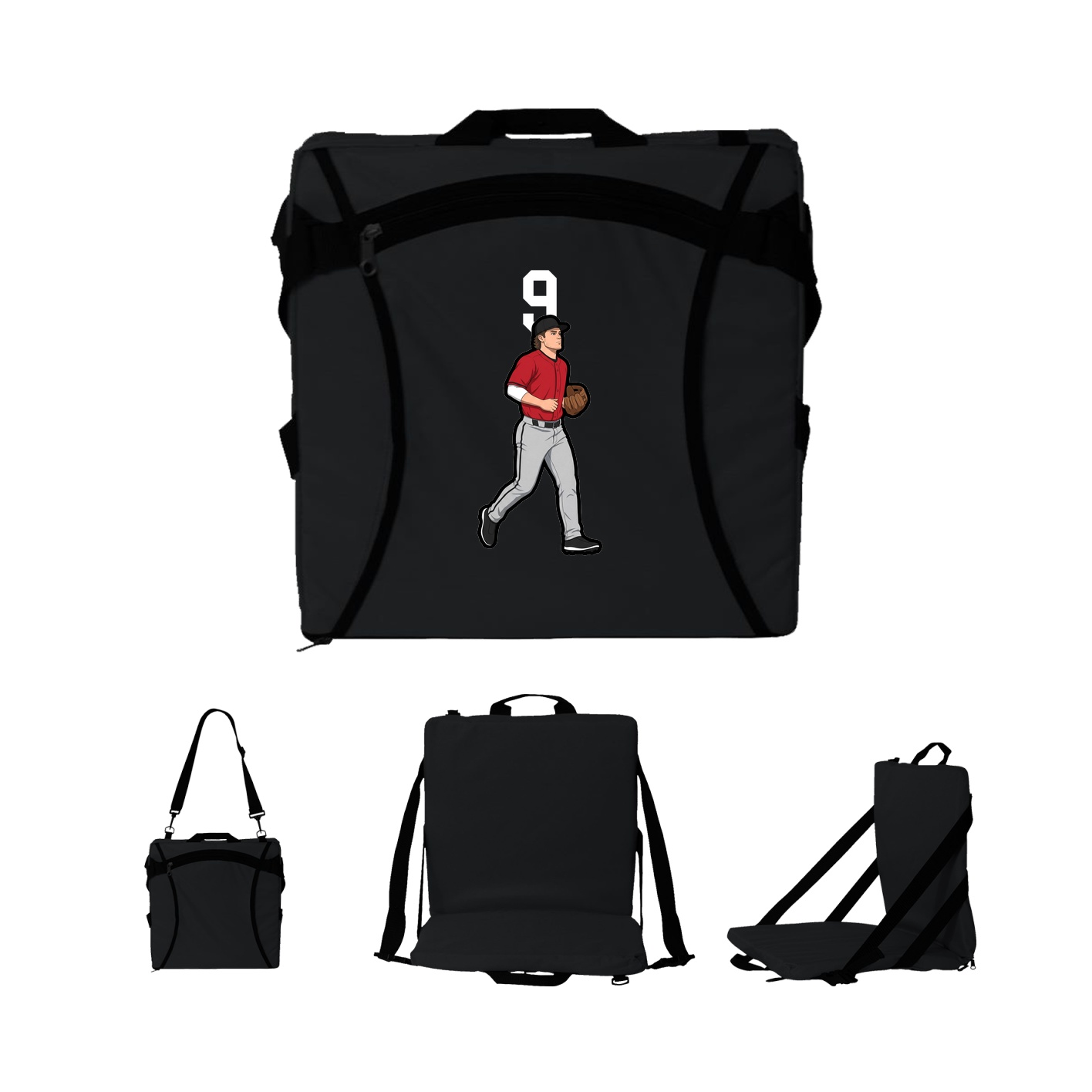 Folding Stadium Seat — Number Top in Black