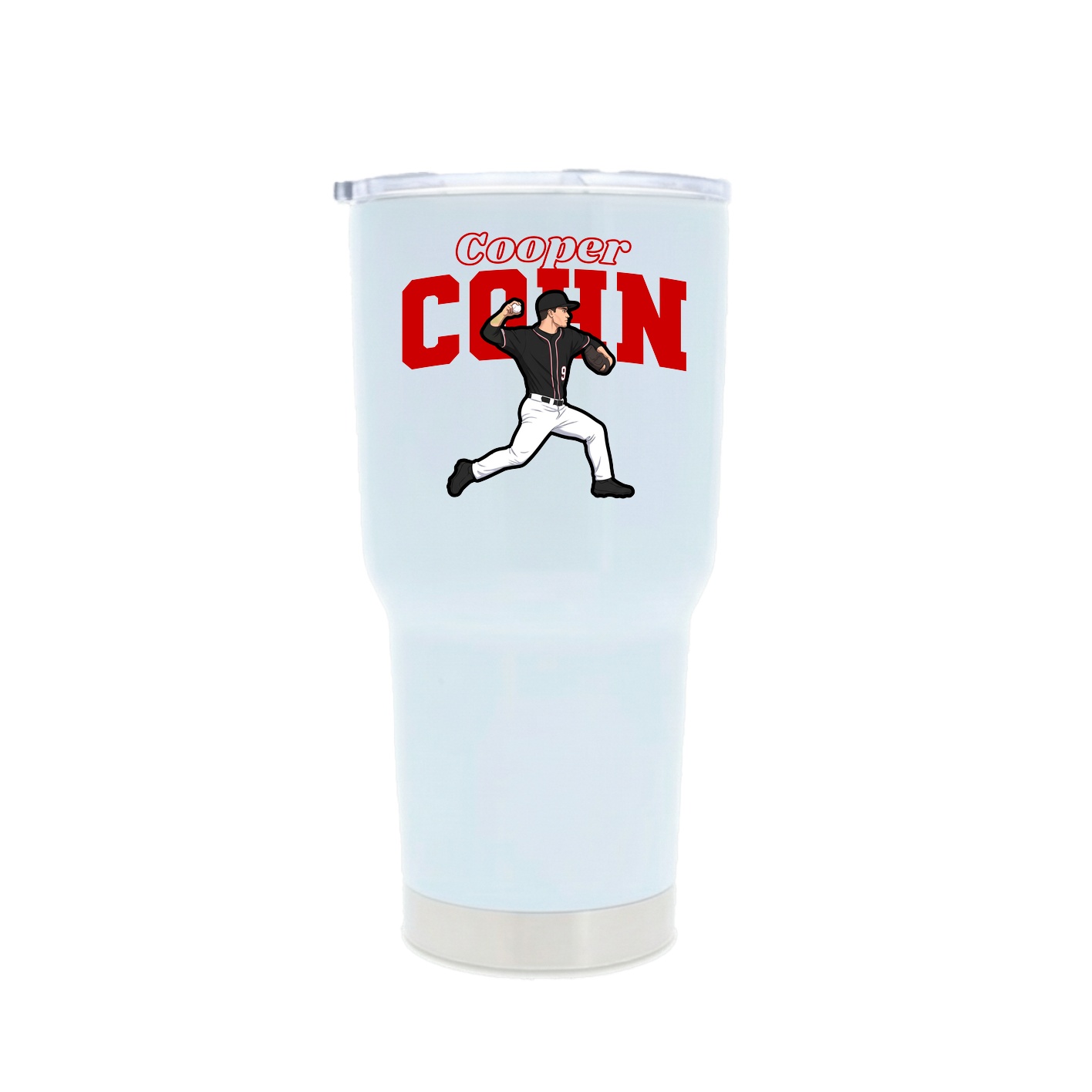 30oz Stainless Steel Tumbler — Name Arch in White