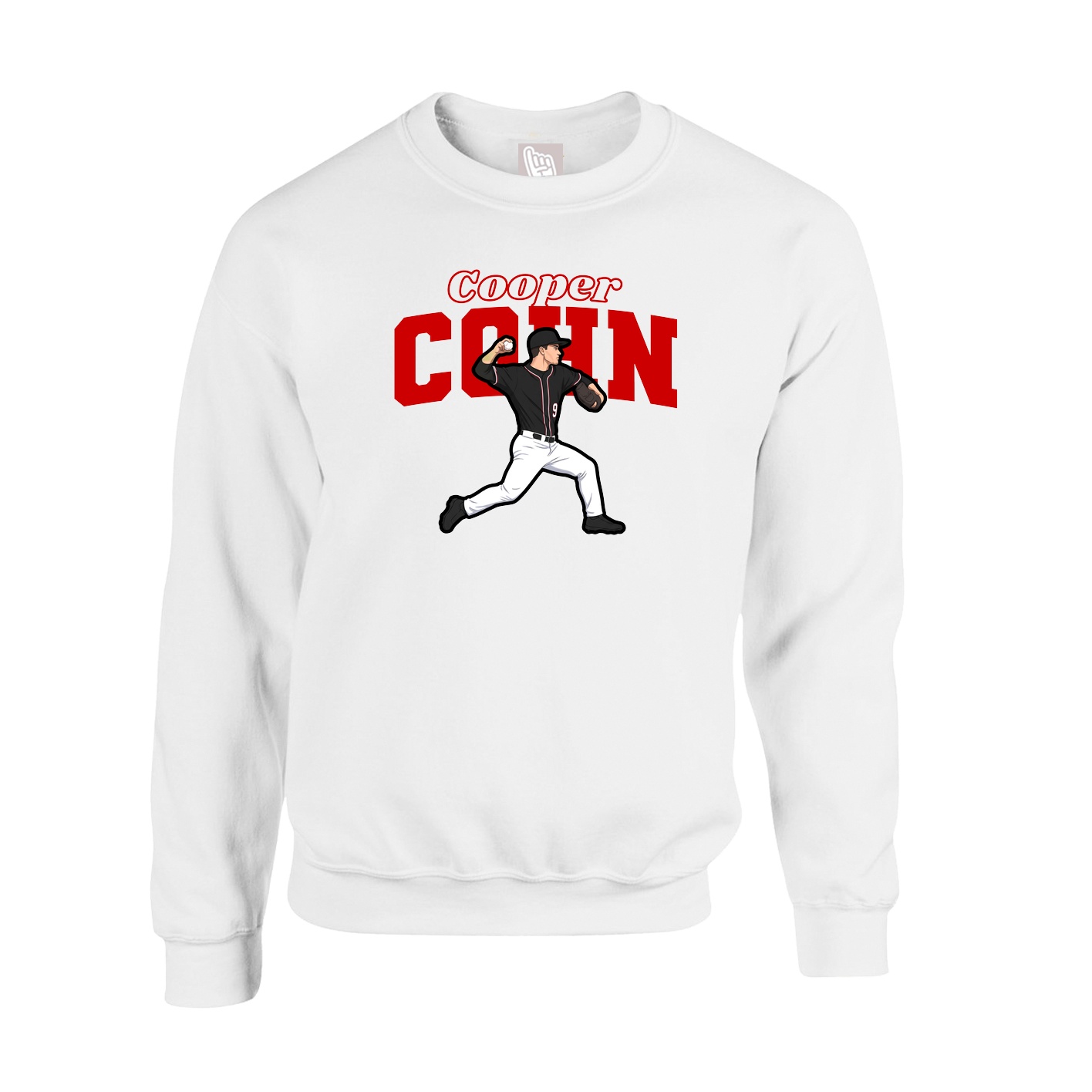 Fleece Crew — Name Arch in White