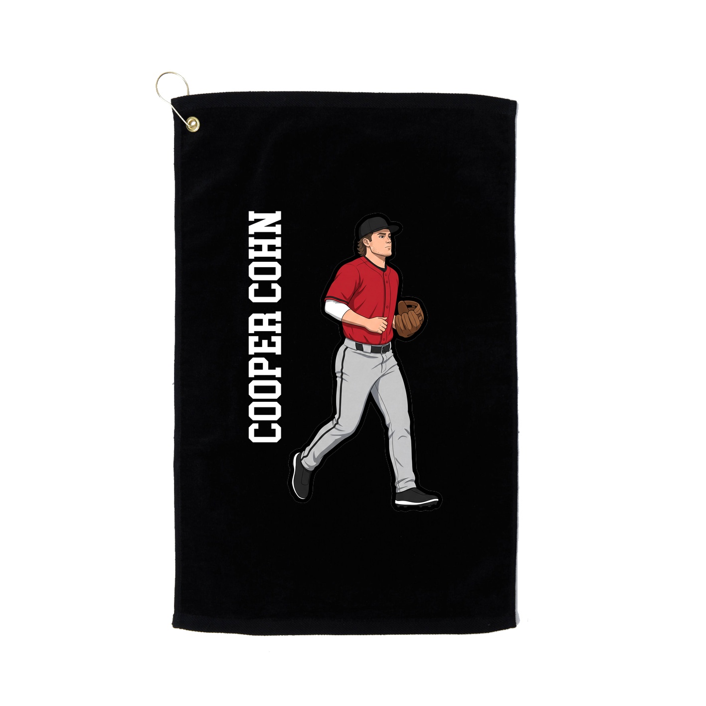 Golf Towel — Name Vertical in Black