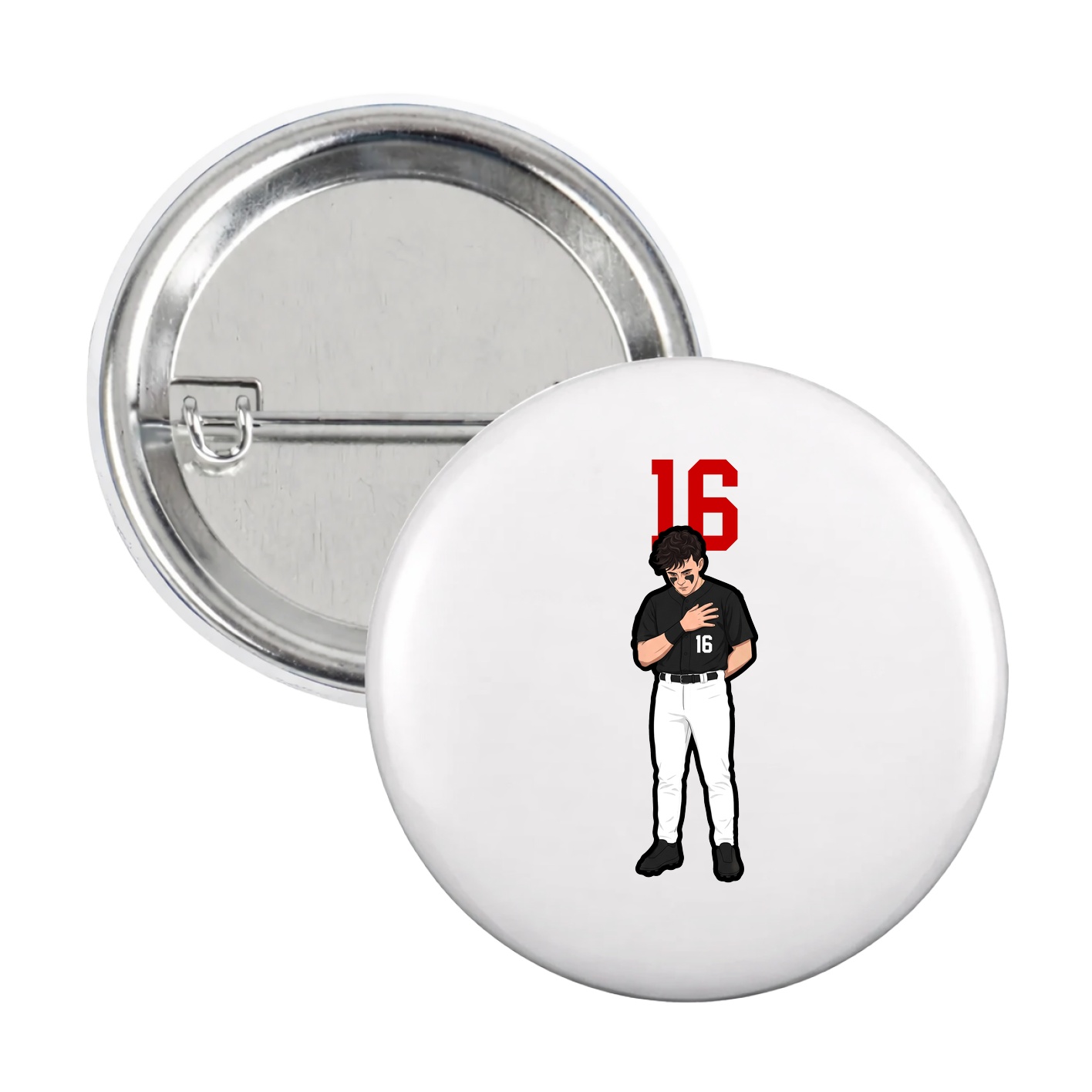 Game Day Button — Number Top in White