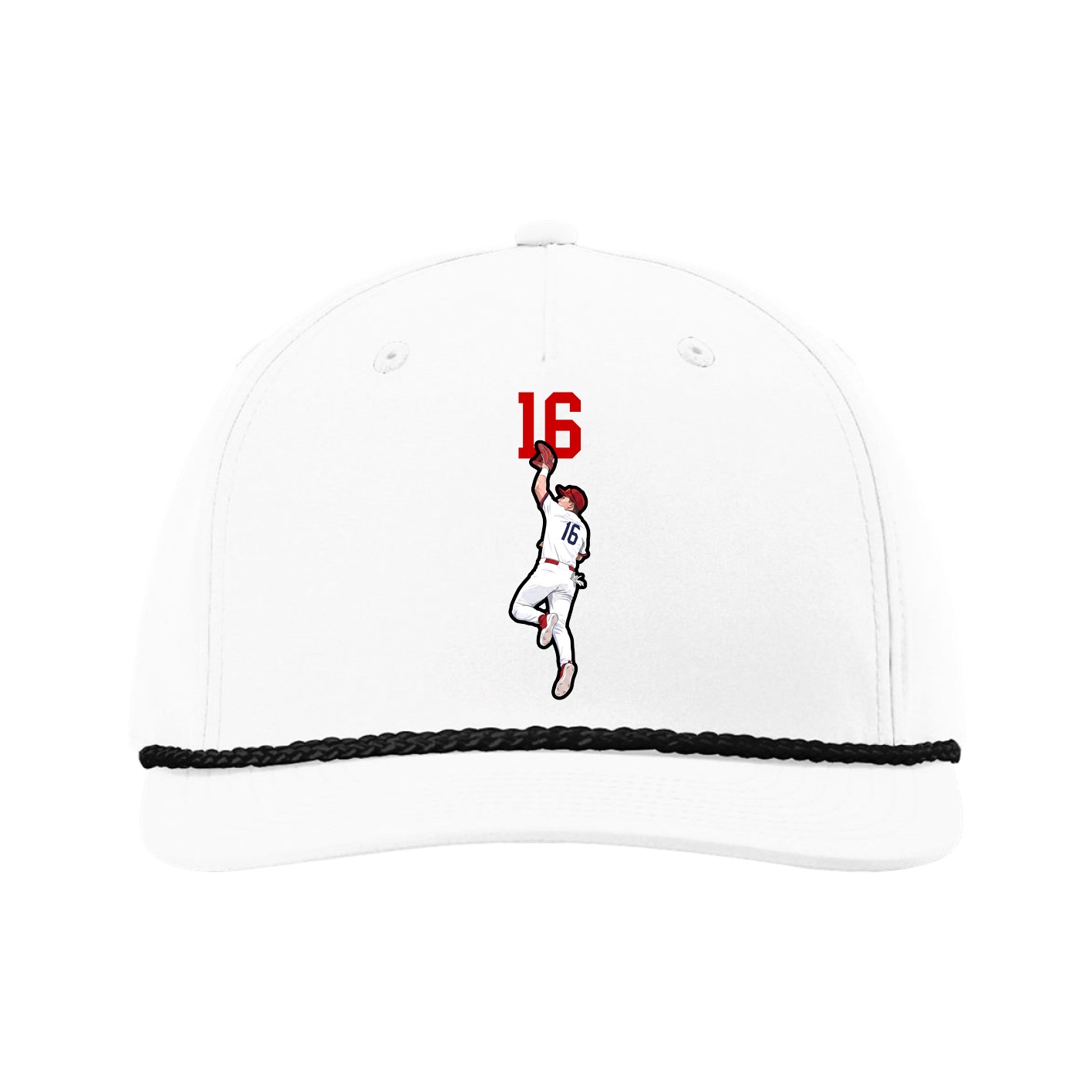 Five-Panel Classic Rope Cap — Number Top in White
