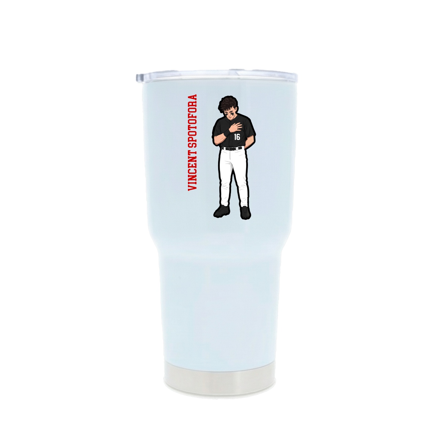 30oz Stainless Steel Tumbler — Name Vertical in White