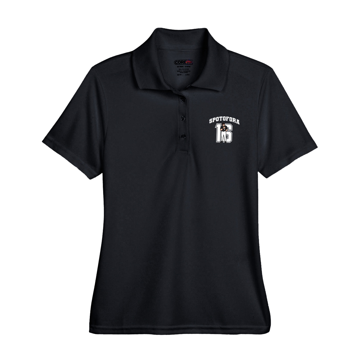 Womens Performance Polo — Number in Black