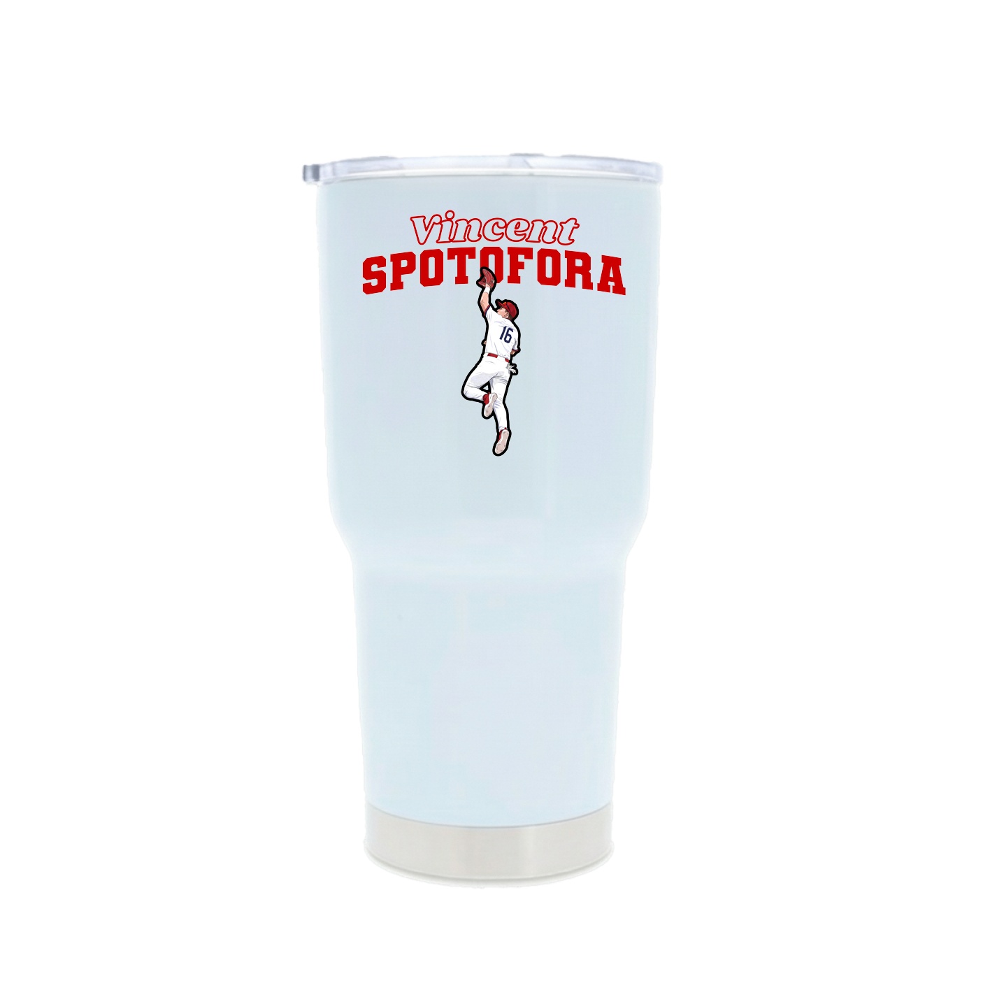 30oz Stainless Steel Tumbler — Name Arch in White