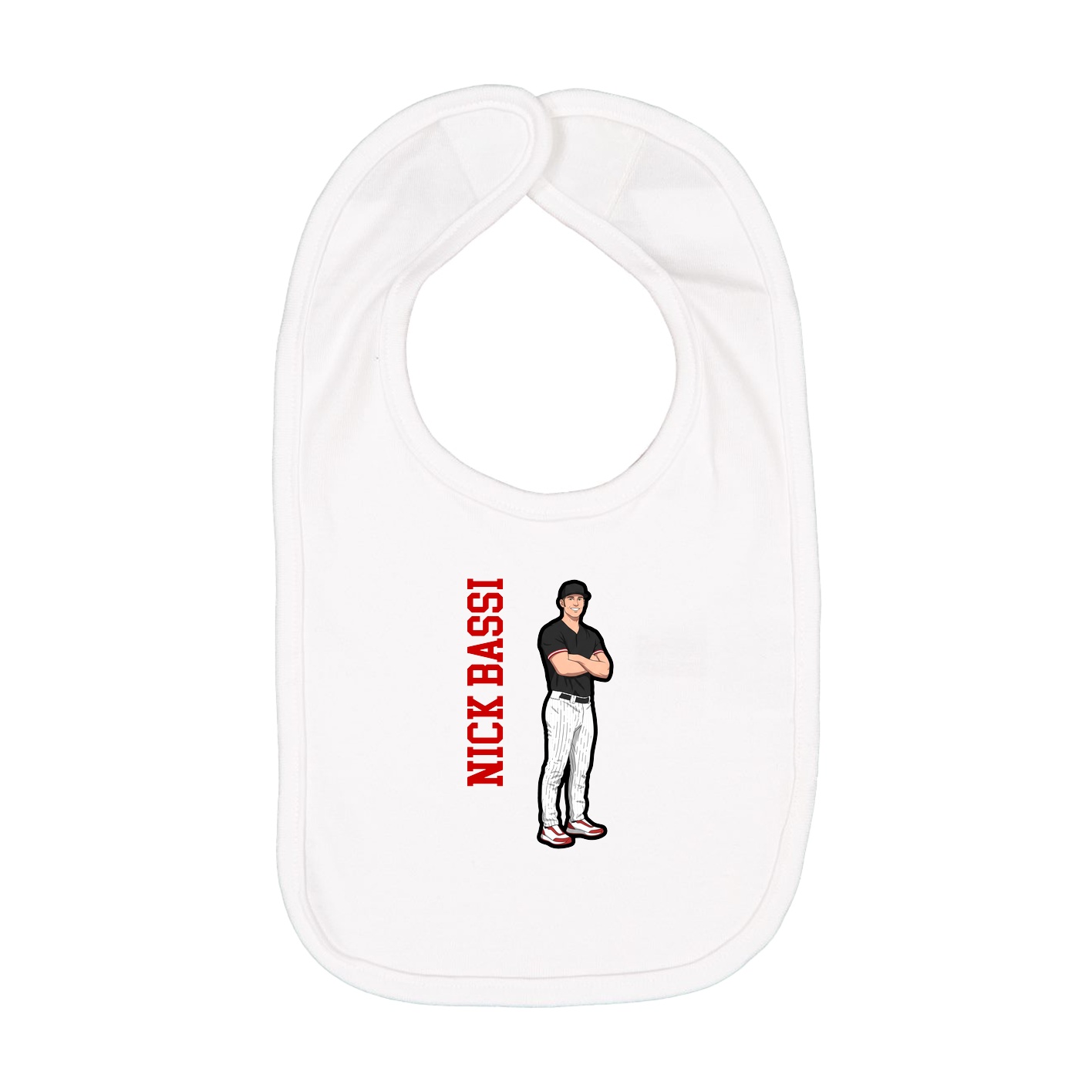 Infant Bib — Name Vertical in White