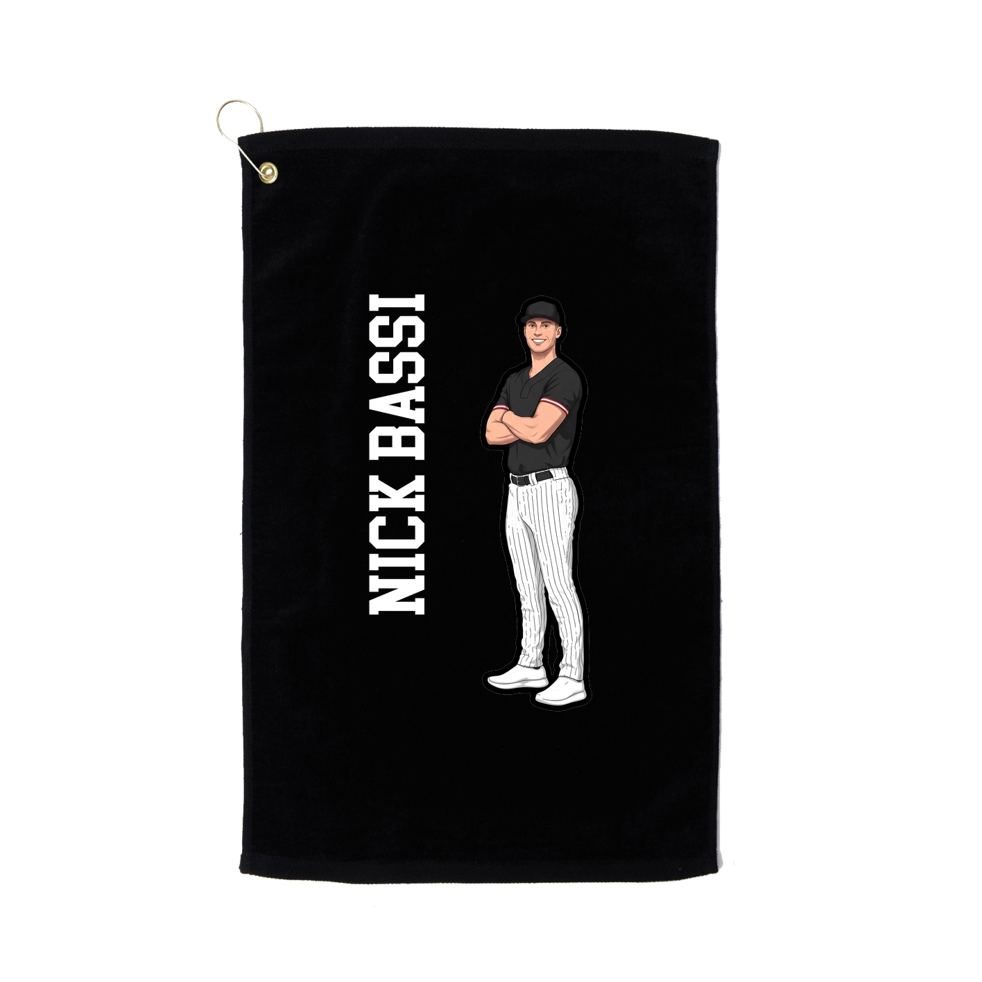 Golf Towel — Name Vertical in Black