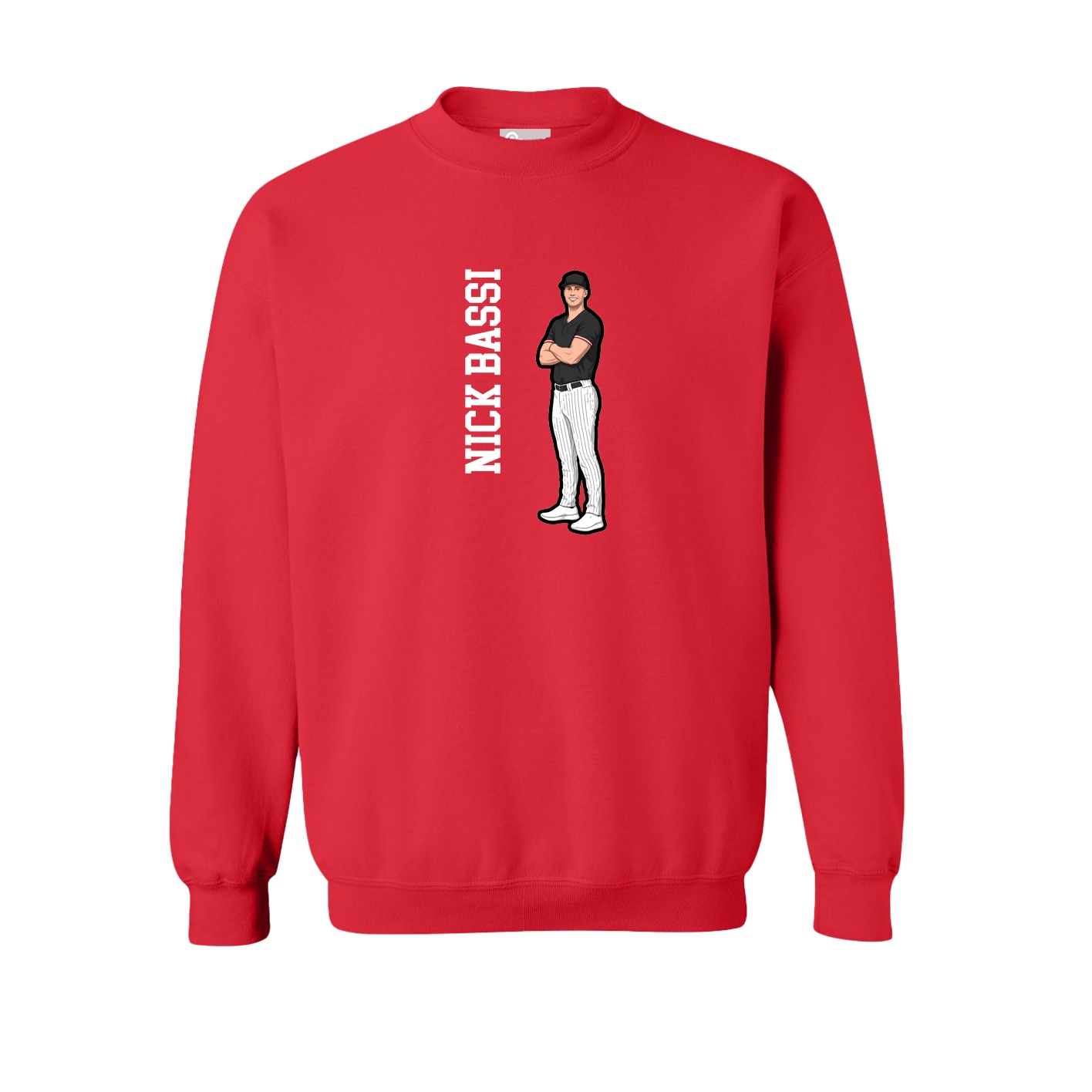 Fleece Crew — Name Vertical in Red
