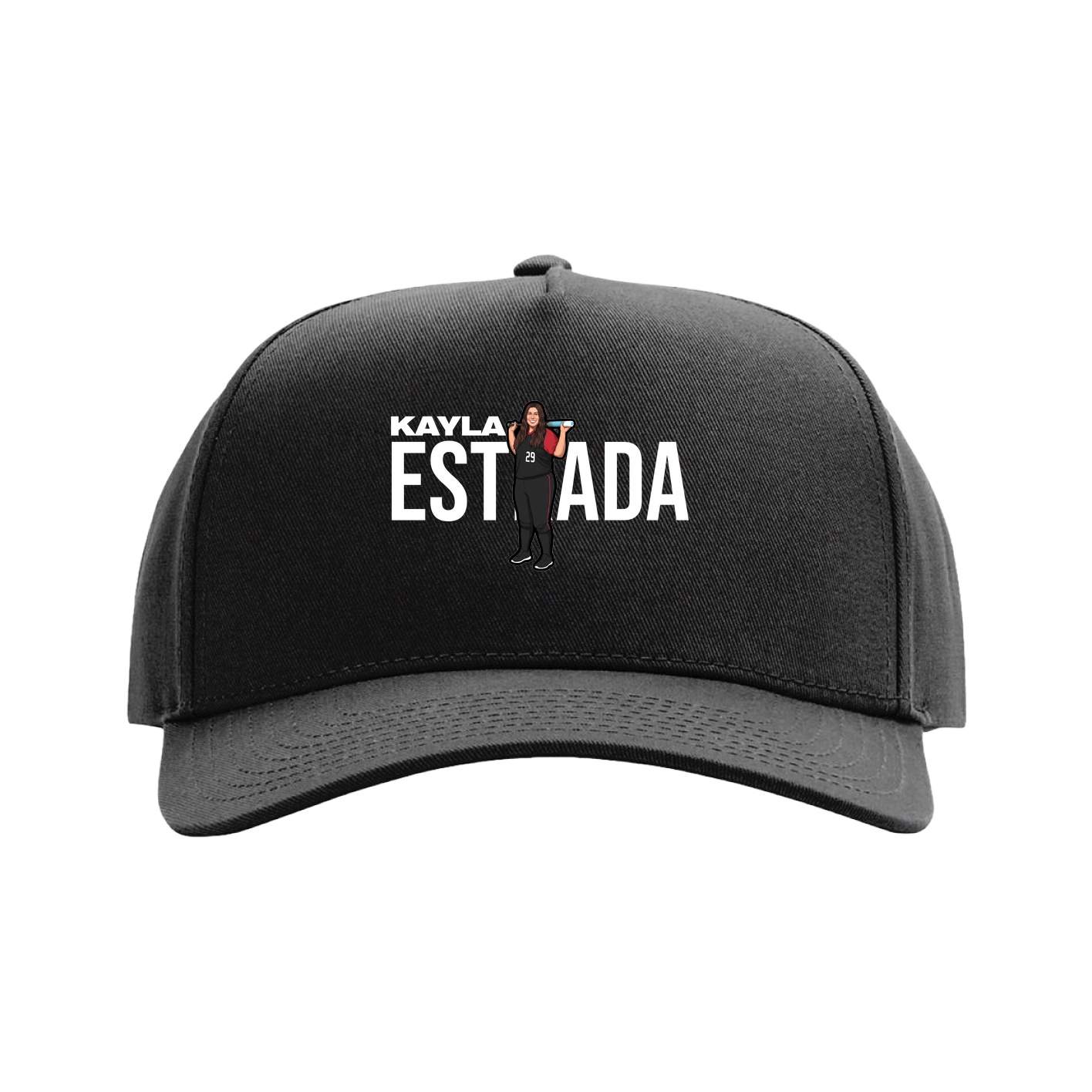 Full Fabric Five-Panel Champ Cap — Player Name in Black