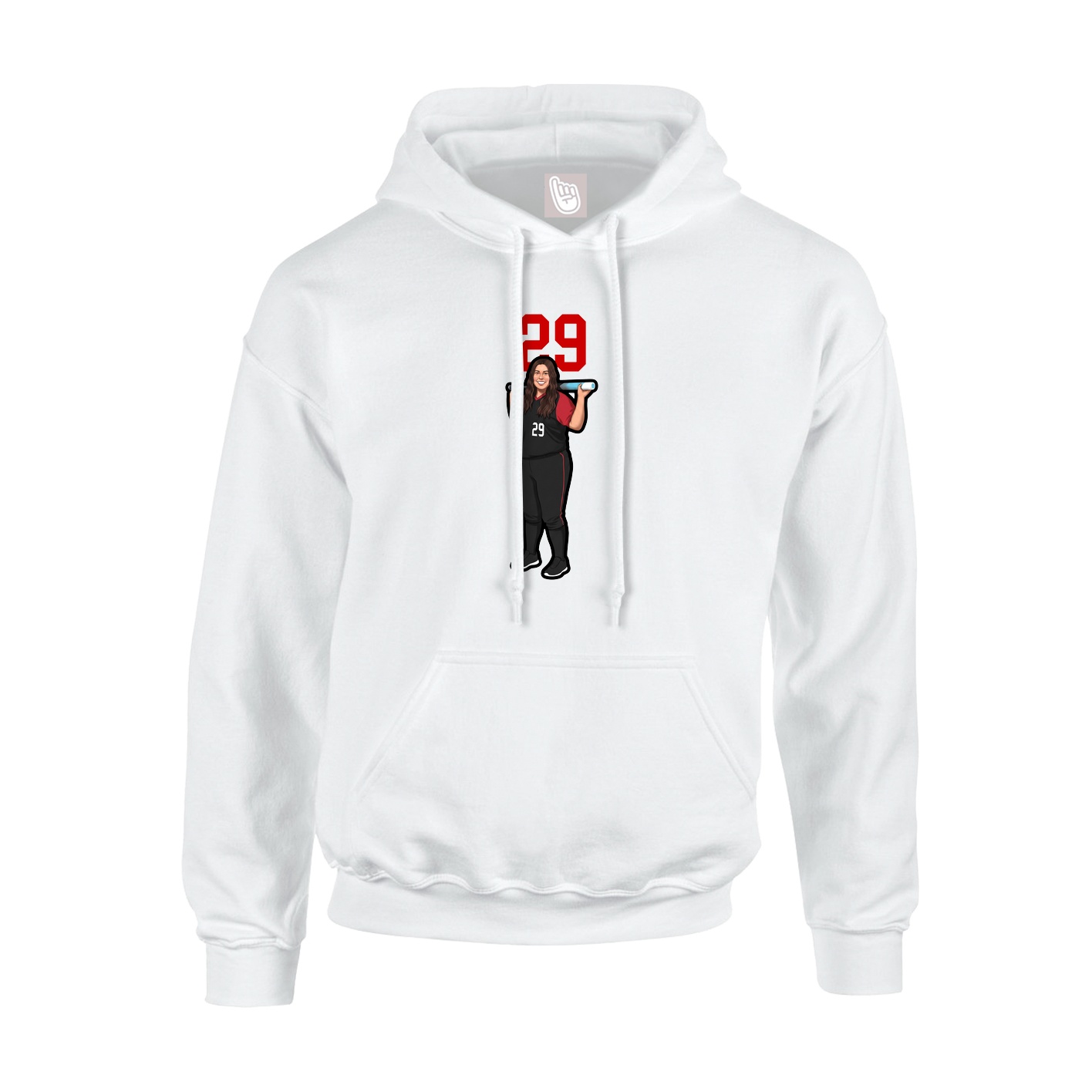 Youth Hoodie — Number Top in White