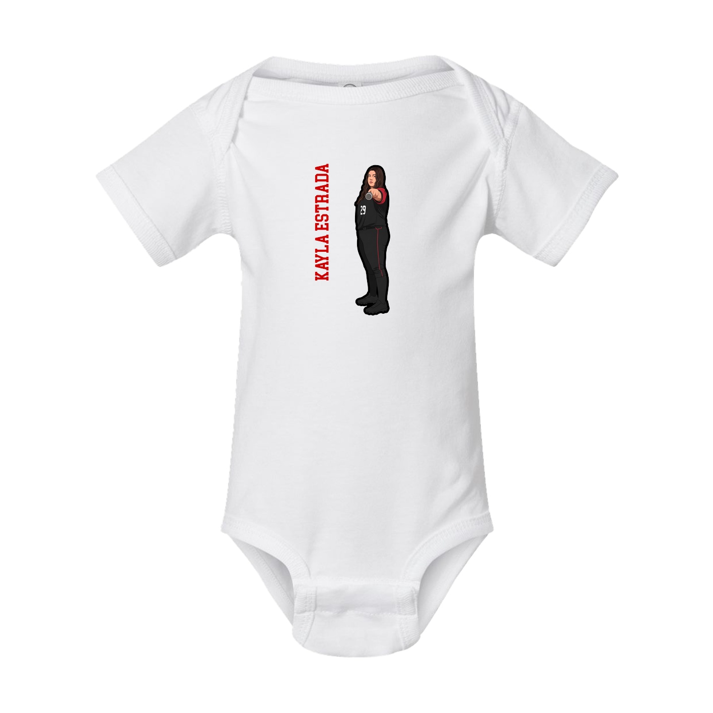 Baby Onesie — Name Vertical in White