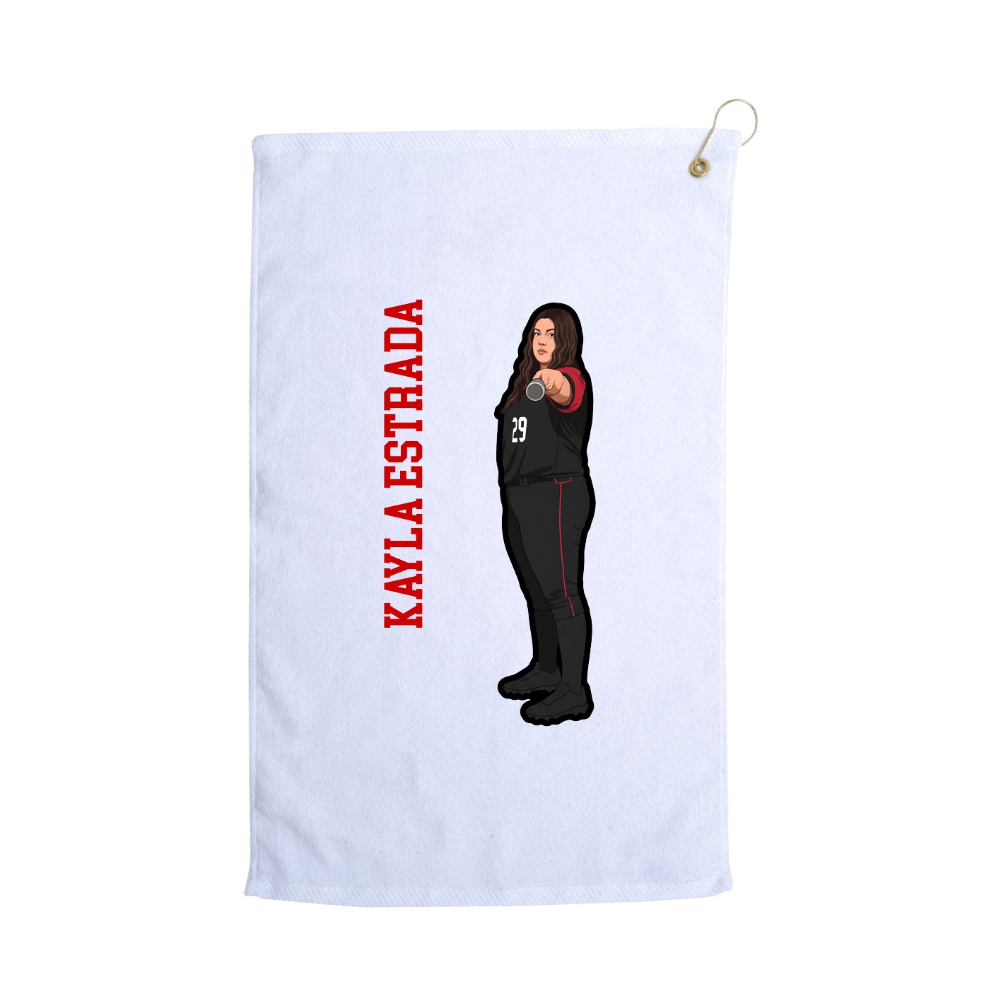 Golf Towel — Name Vertical in White
