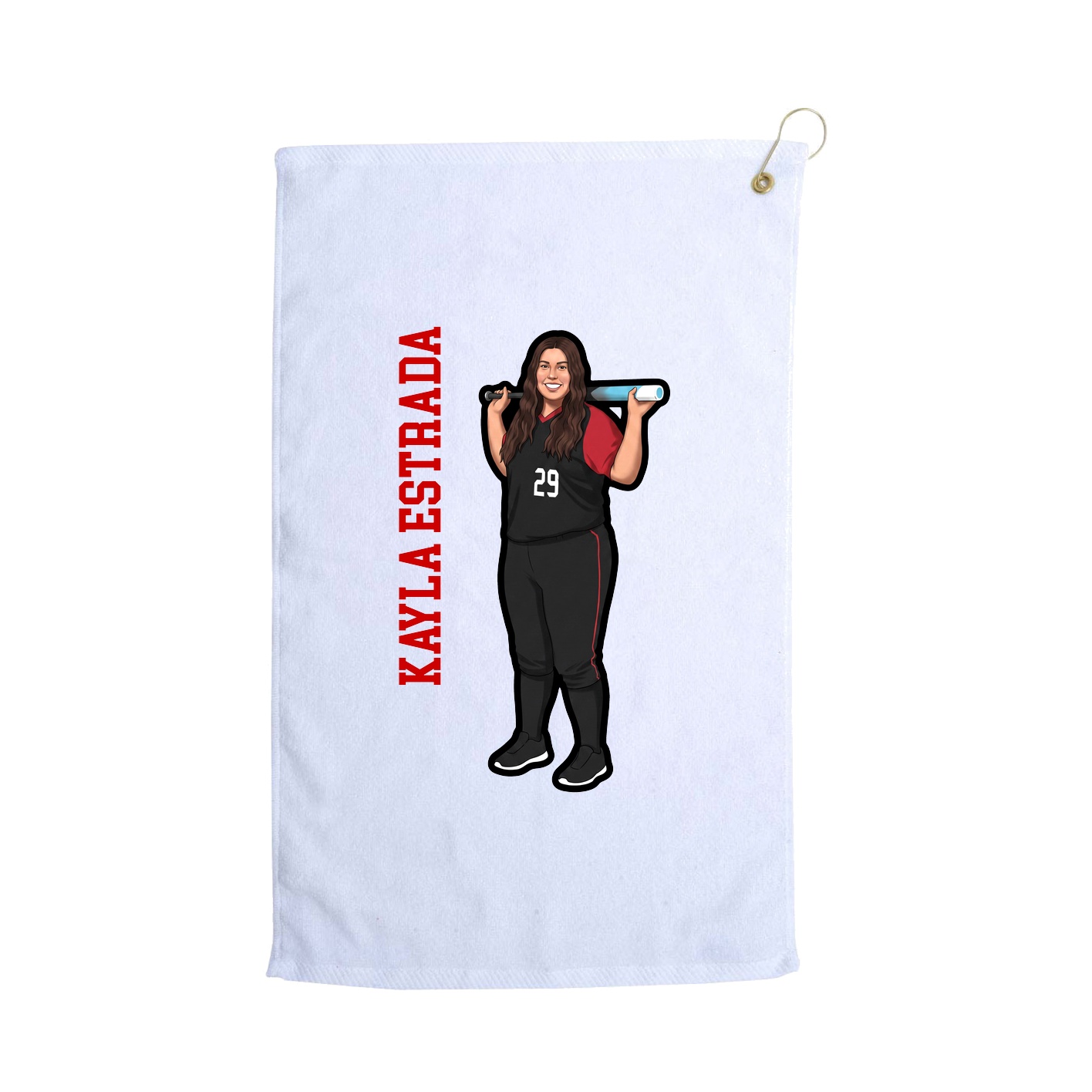 Golf Towel — Name Vertical in White