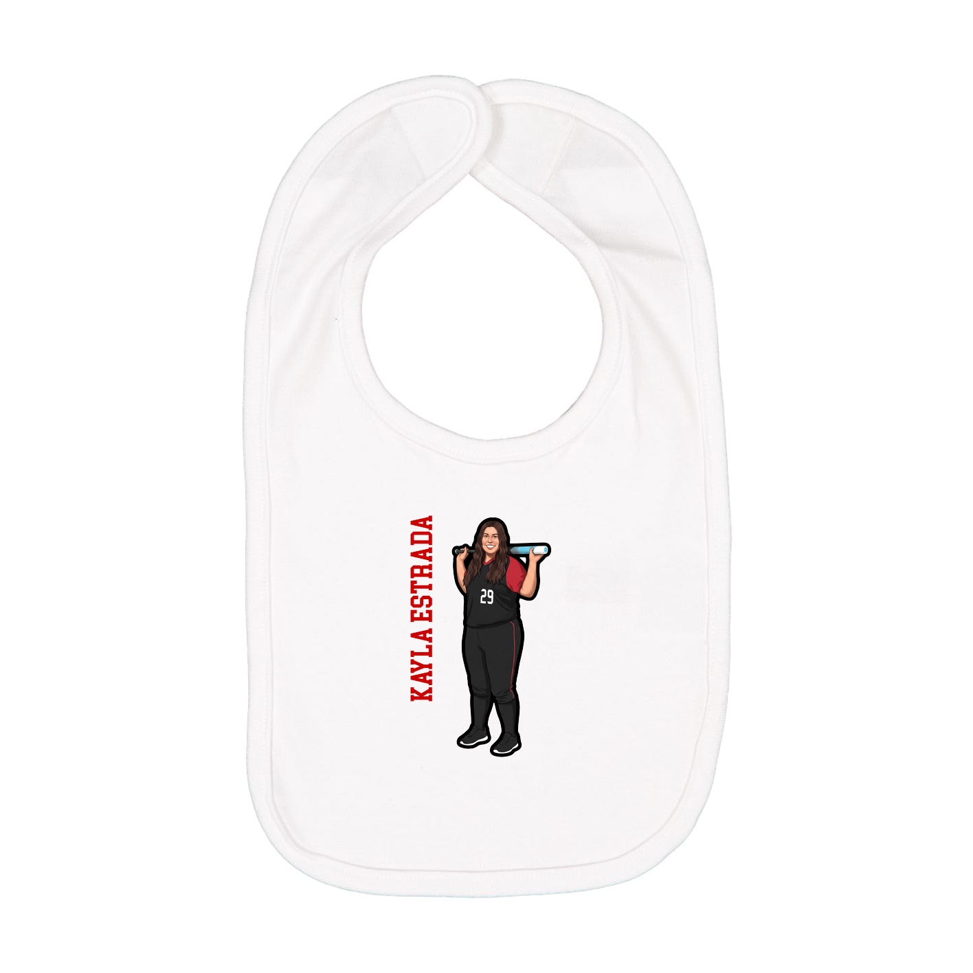 Infant Bib — Name Vertical in White