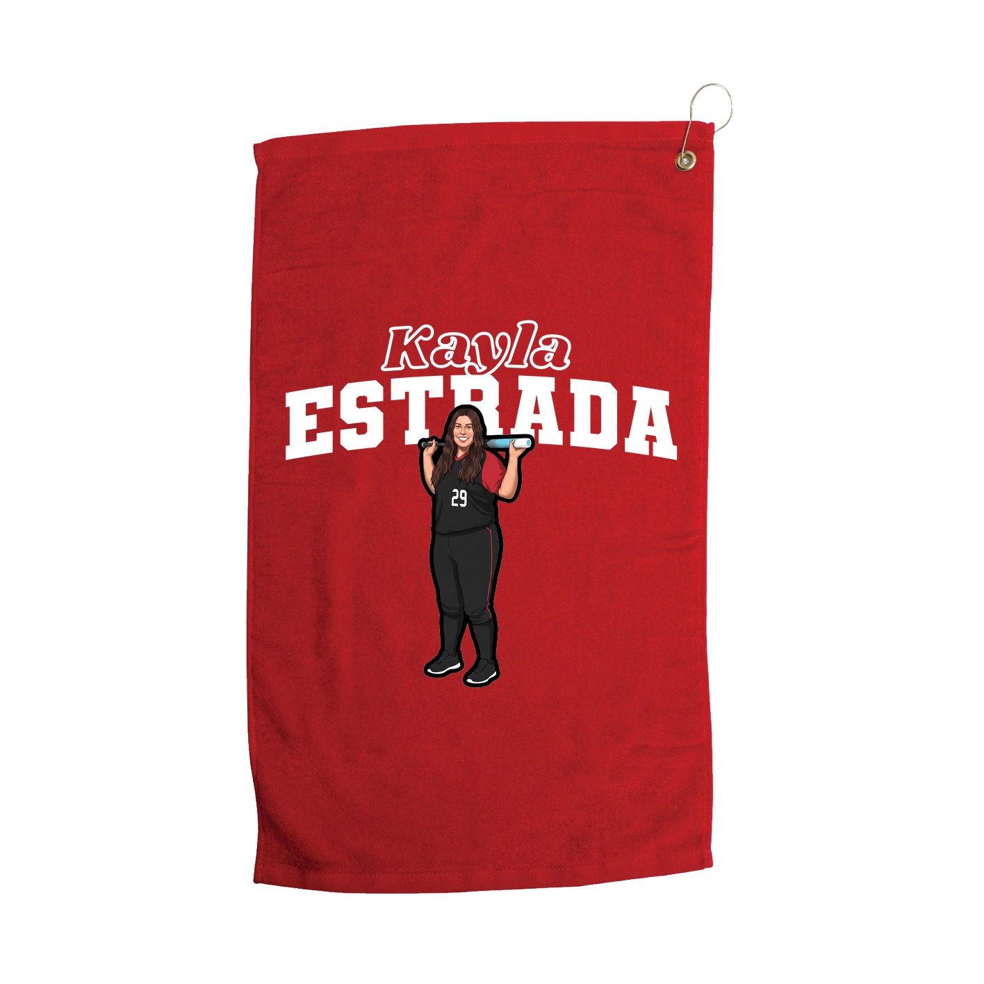 Golf Towel — Name Arch in Red