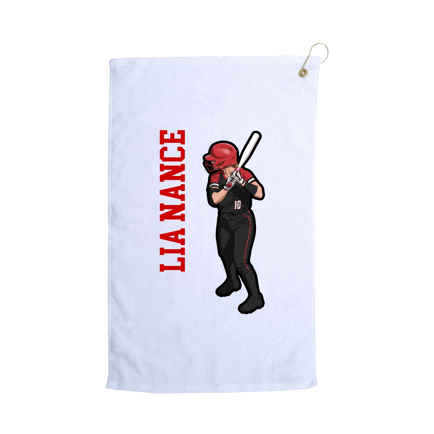 Golf Towel — Name Vertical in White