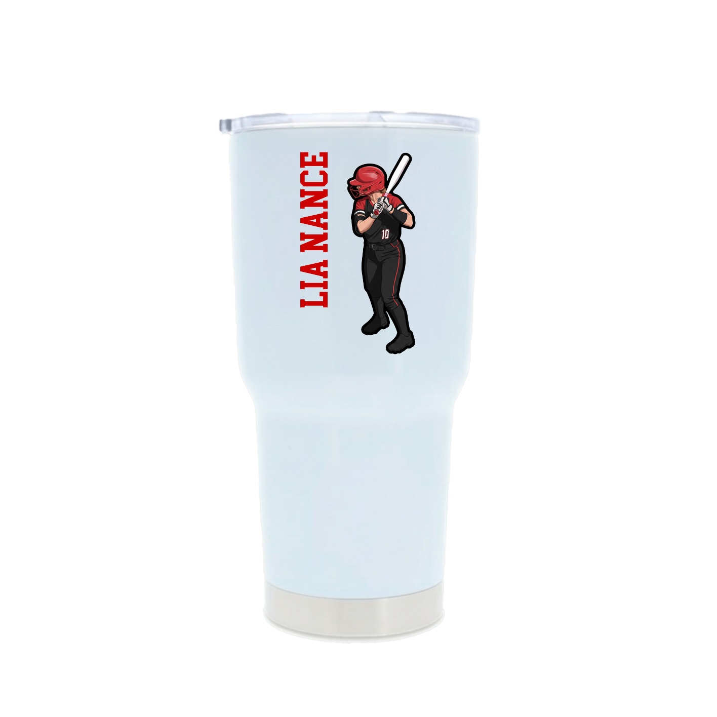 30oz Stainless Steel Tumbler — Name Vertical in White