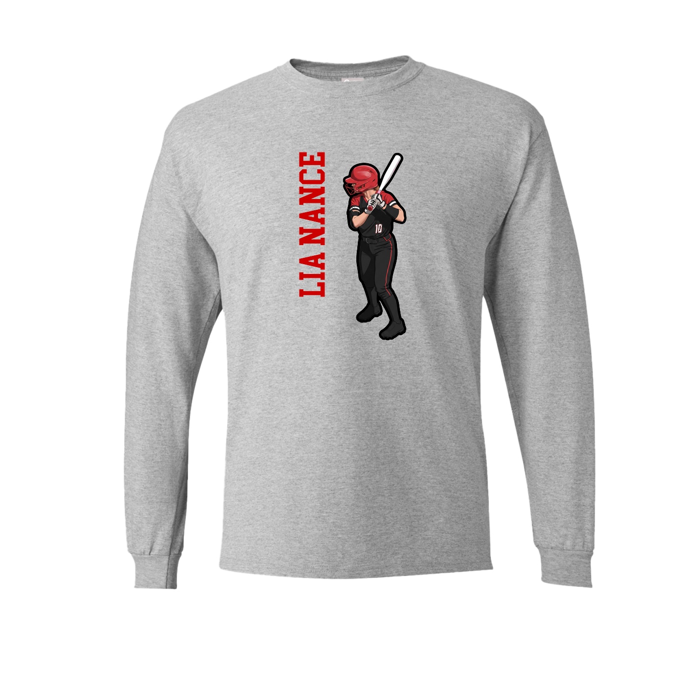Long Sleeve Tee — Name Vertical in Grey