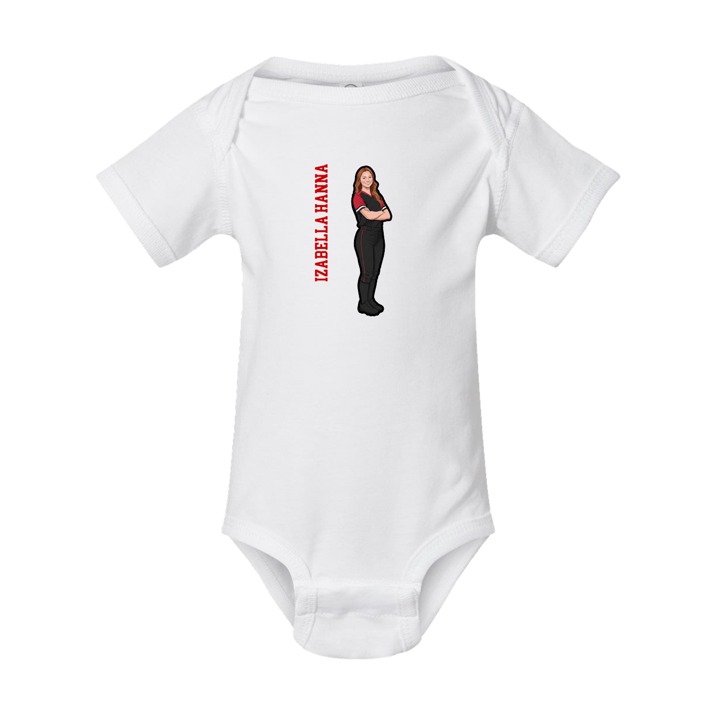 Baby Onesie — Name Vertical in White
