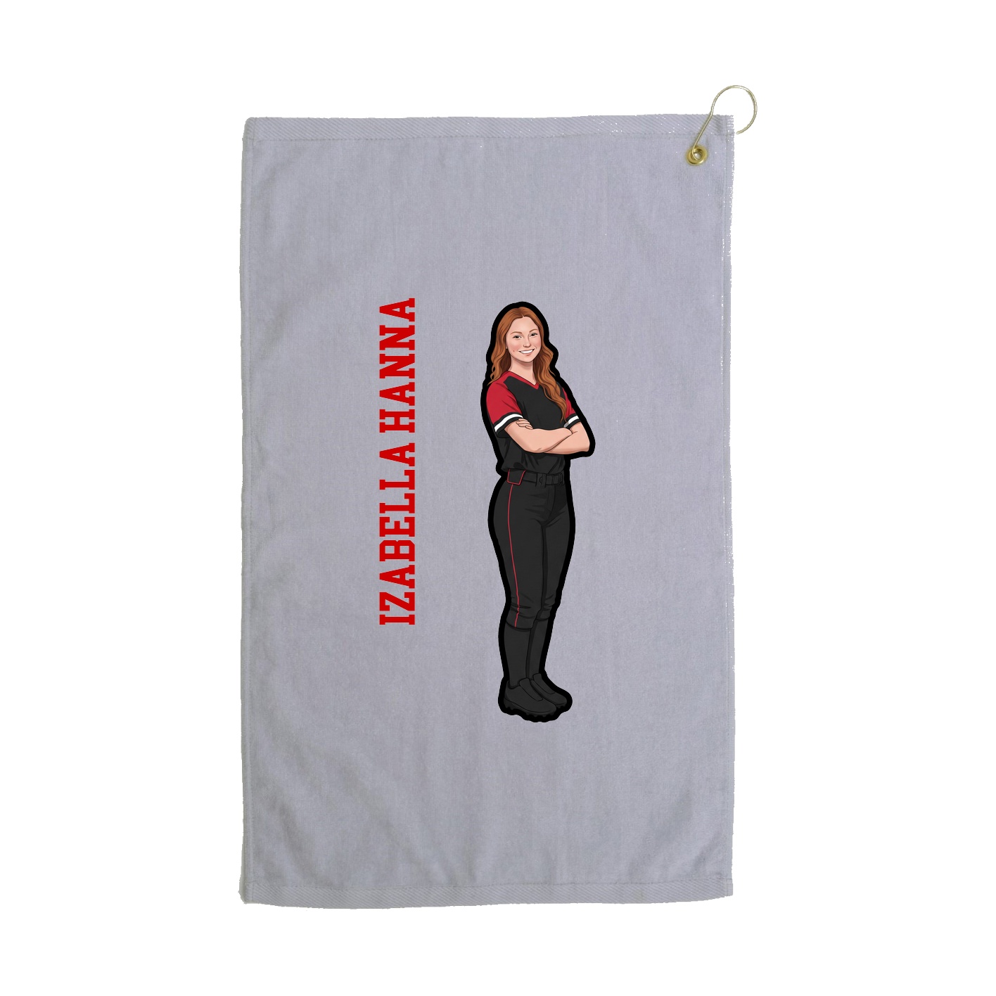 Golf Towel — Name Vertical in Grey