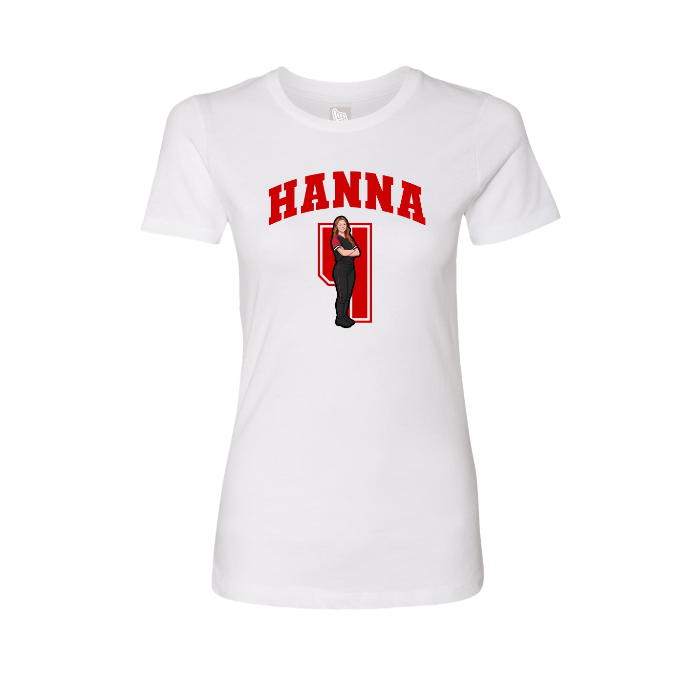 Fitted Women's Tee — Number in White