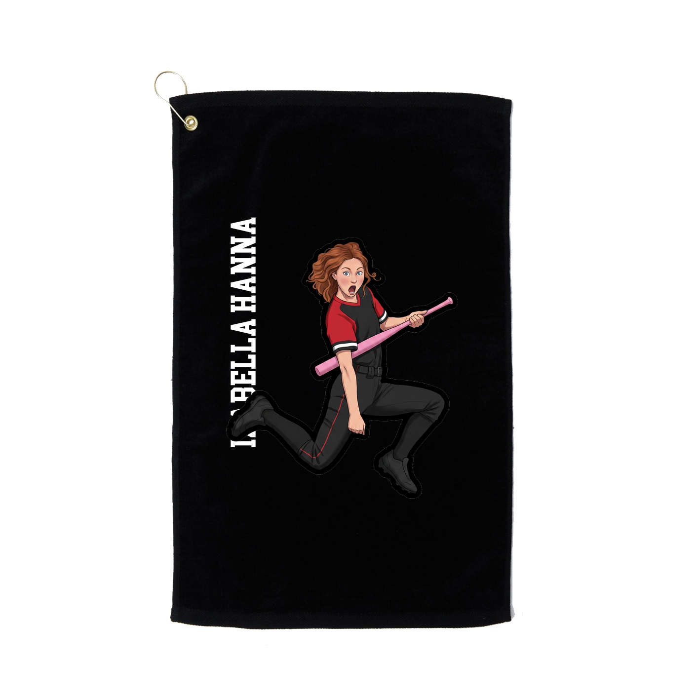 Golf Towel — Name Vertical in Black