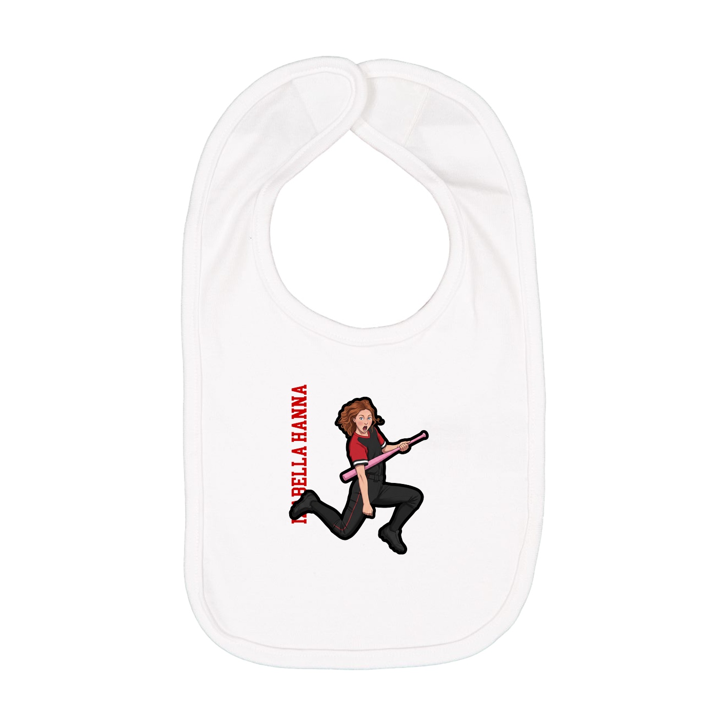 Infant Bib — Name Vertical in White