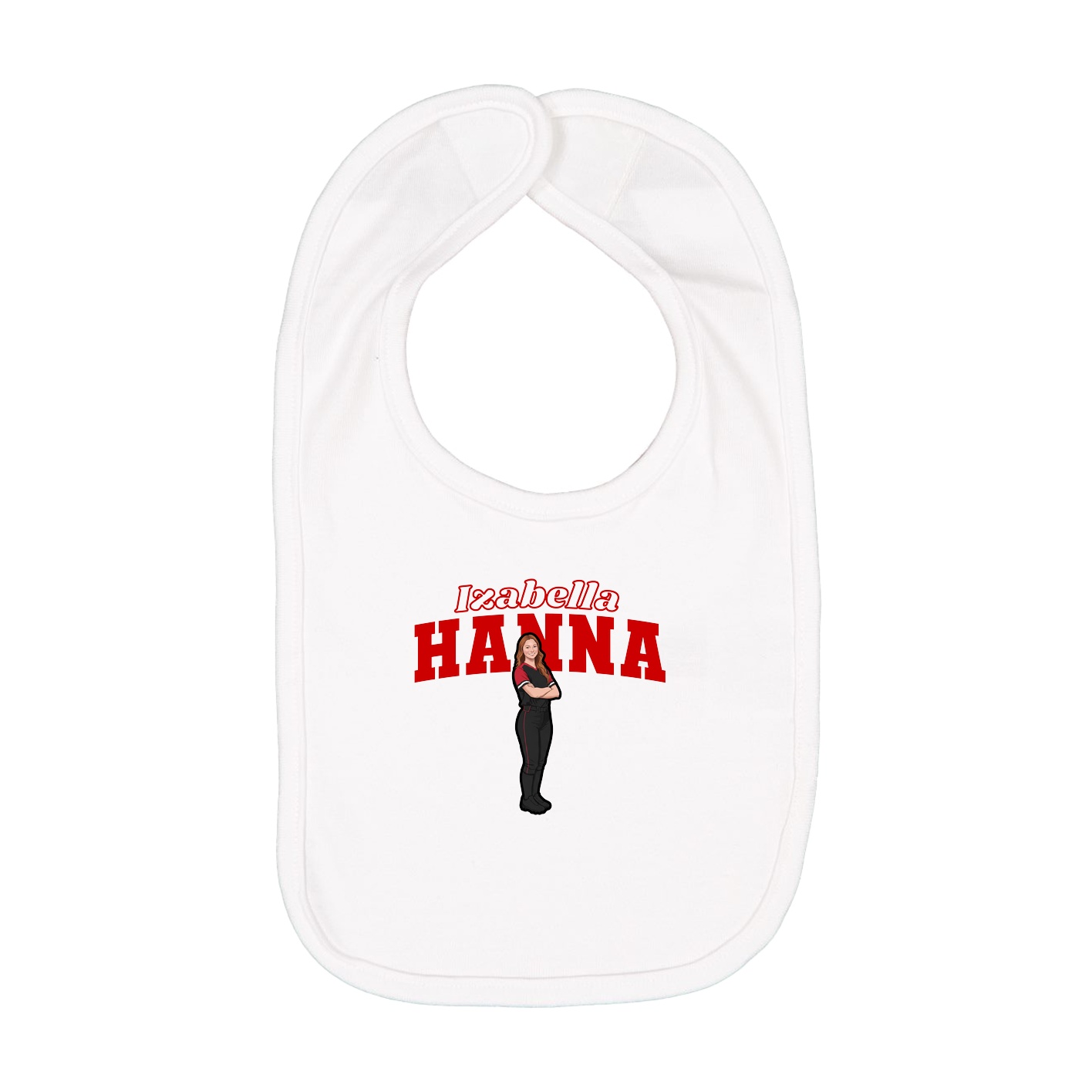 Infant Bib — Name Arch in White