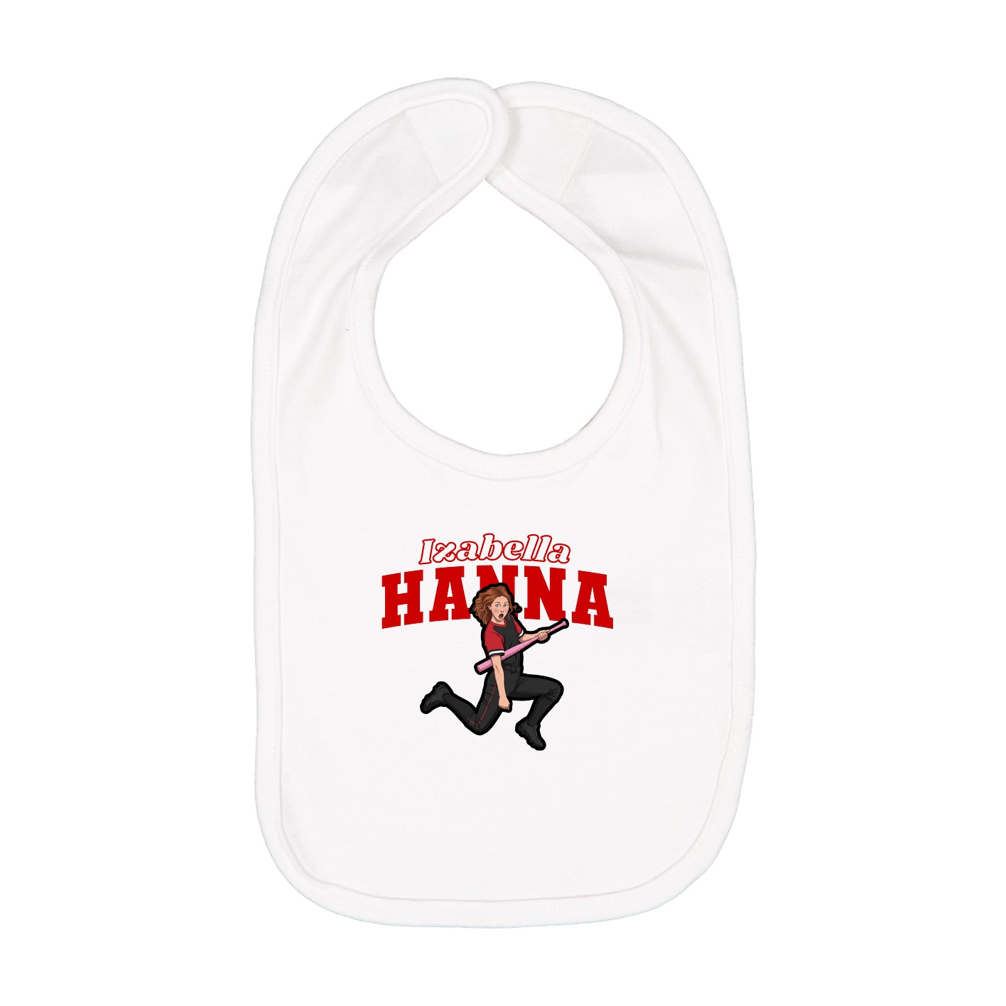 Infant Bib — Name Arch in White