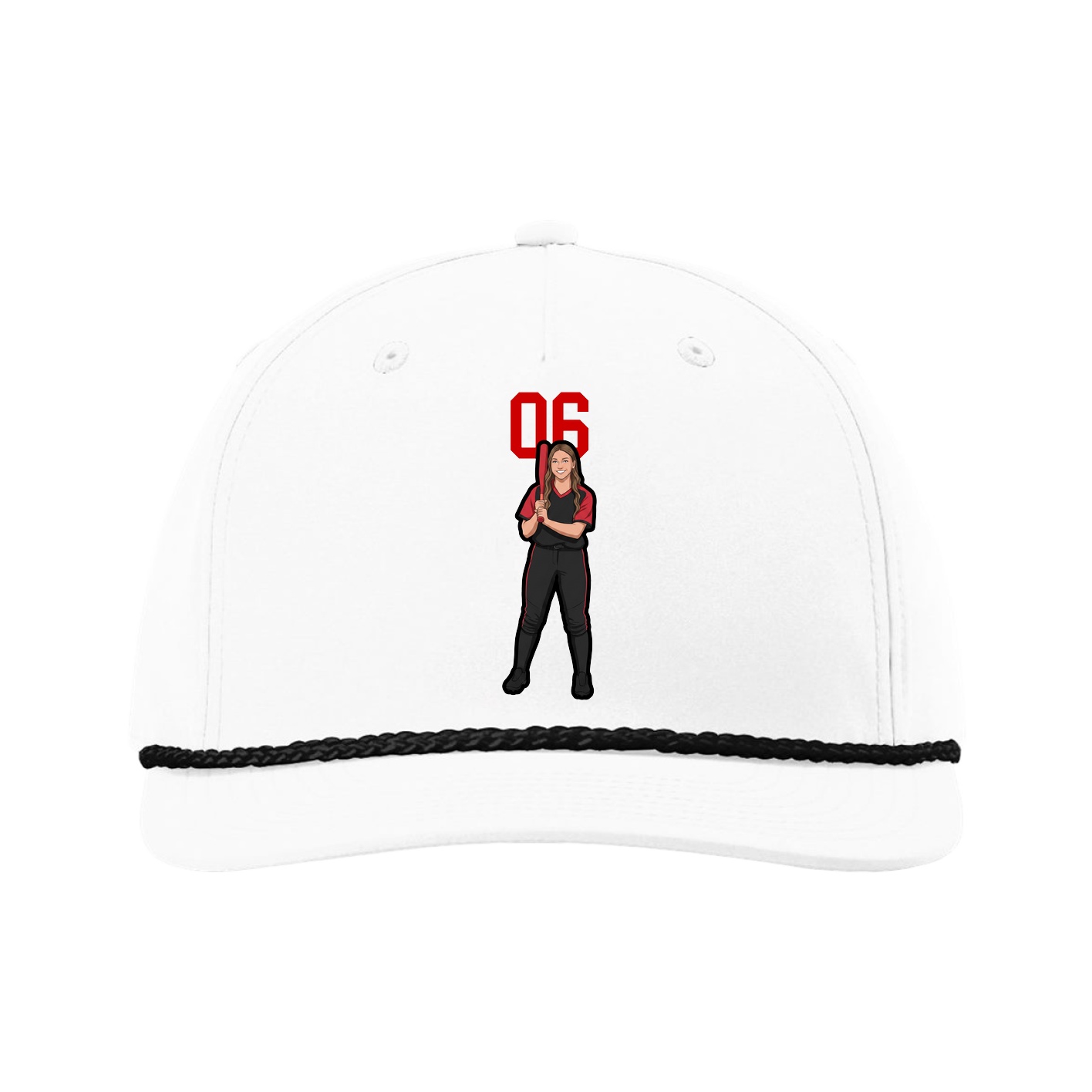 Five-Panel Classic Rope Cap — Number Top in White