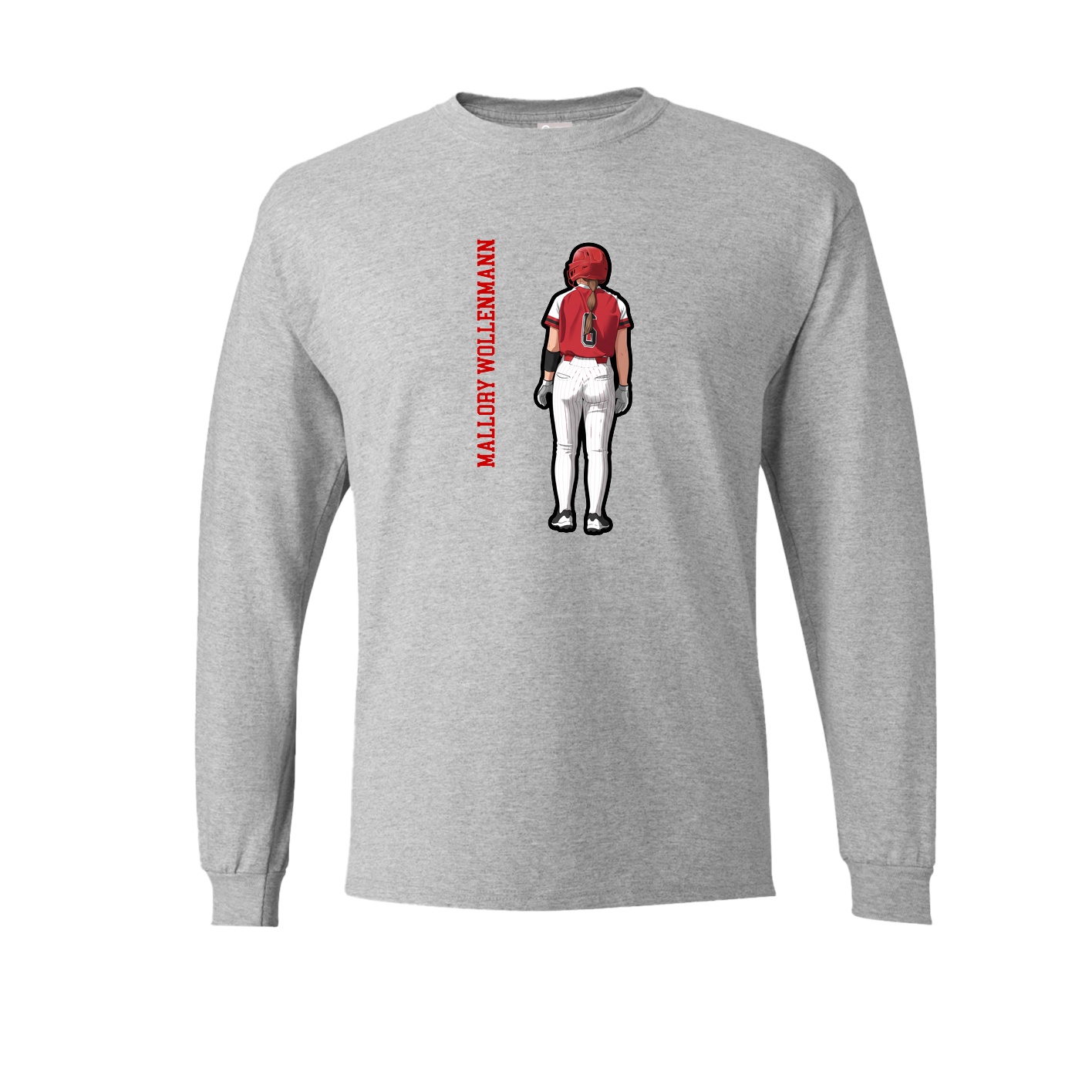 Long Sleeve Tee — Name Vertical in Grey