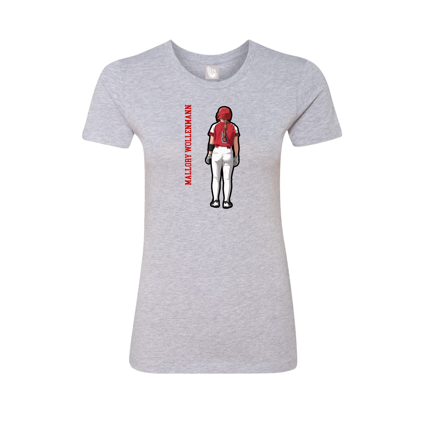 Fitted Women's Tee — Name Vertical in Grey