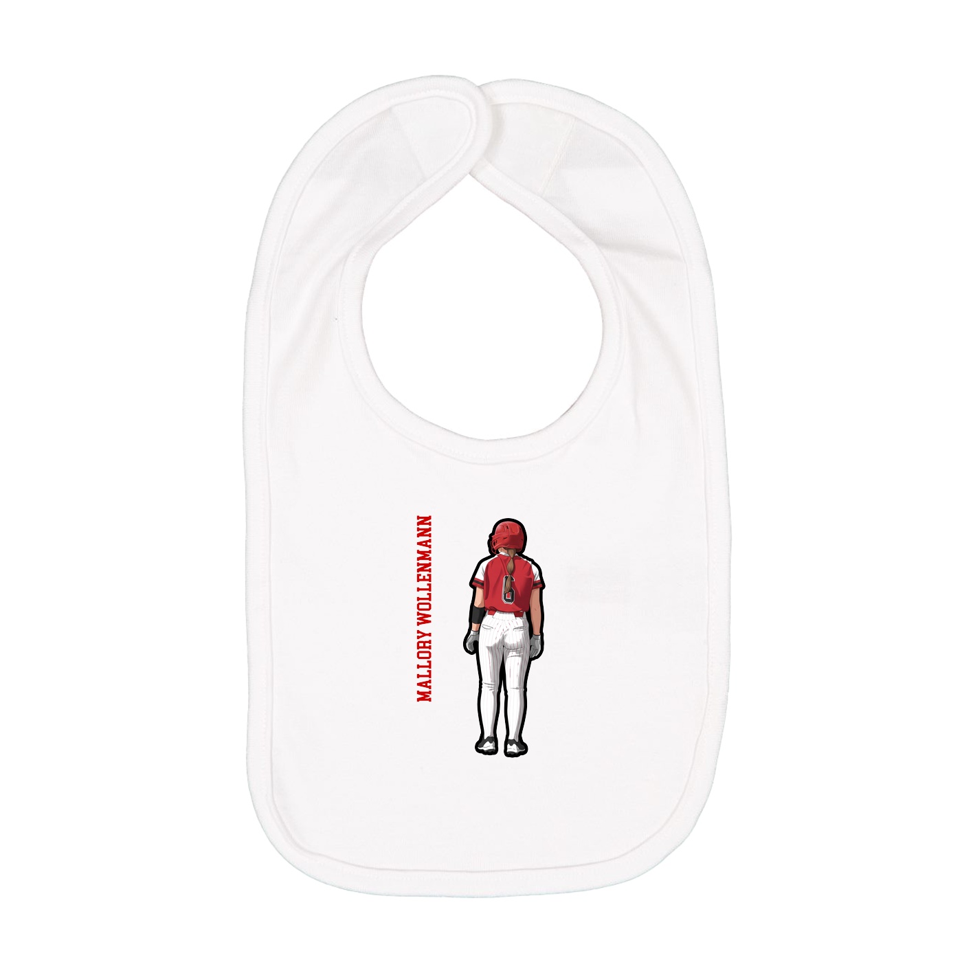 Infant Bib — Name Vertical in White