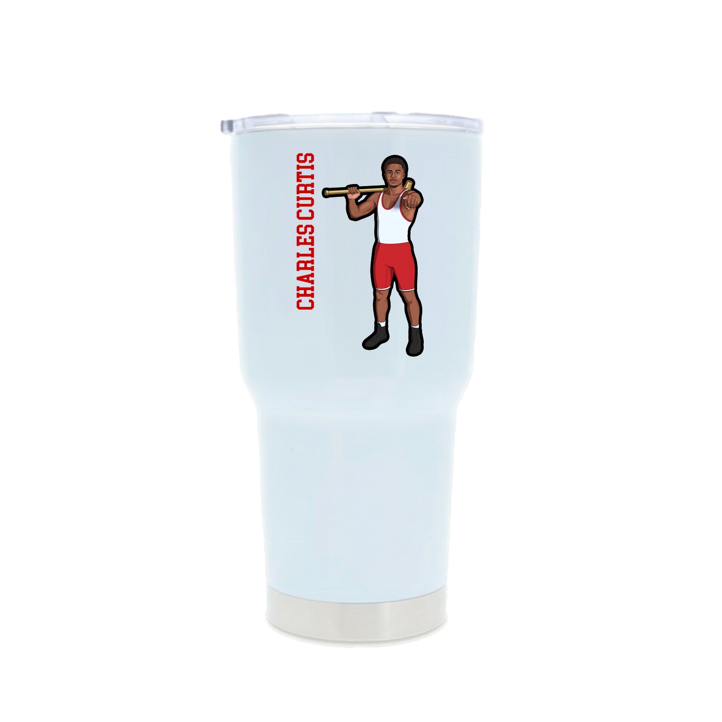 30oz Stainless Steel Tumbler — Name Vertical in White