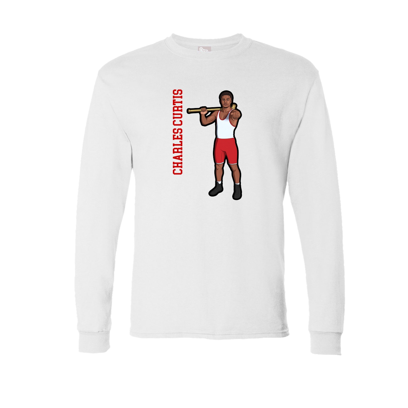 Long Sleeve Tee — Name Vertical in White