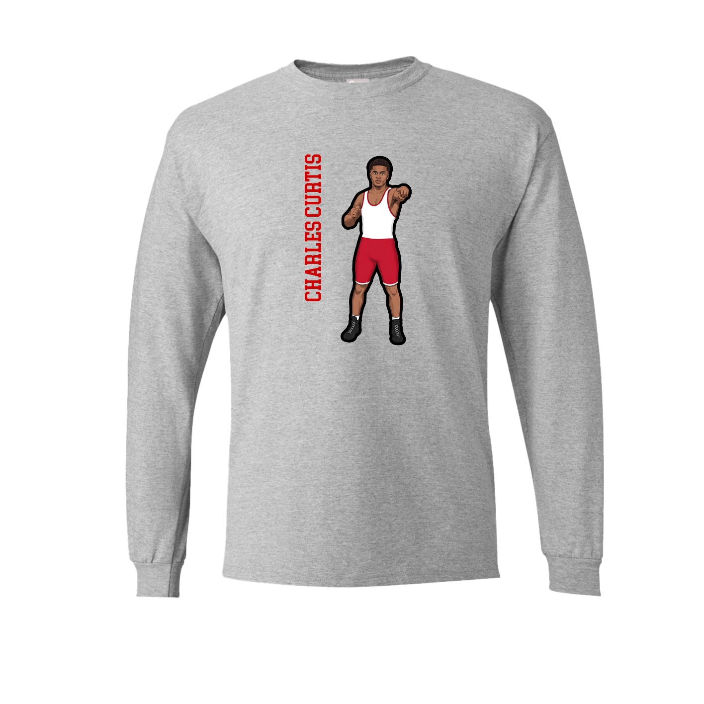 Long Sleeve Tee — Name Vertical in Grey