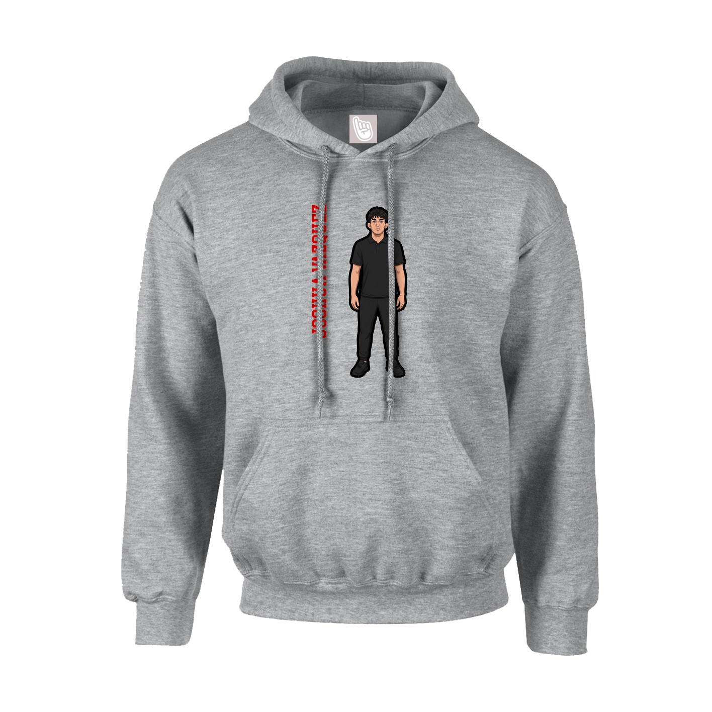 Youth Hoodie — Name Vertical in Grey