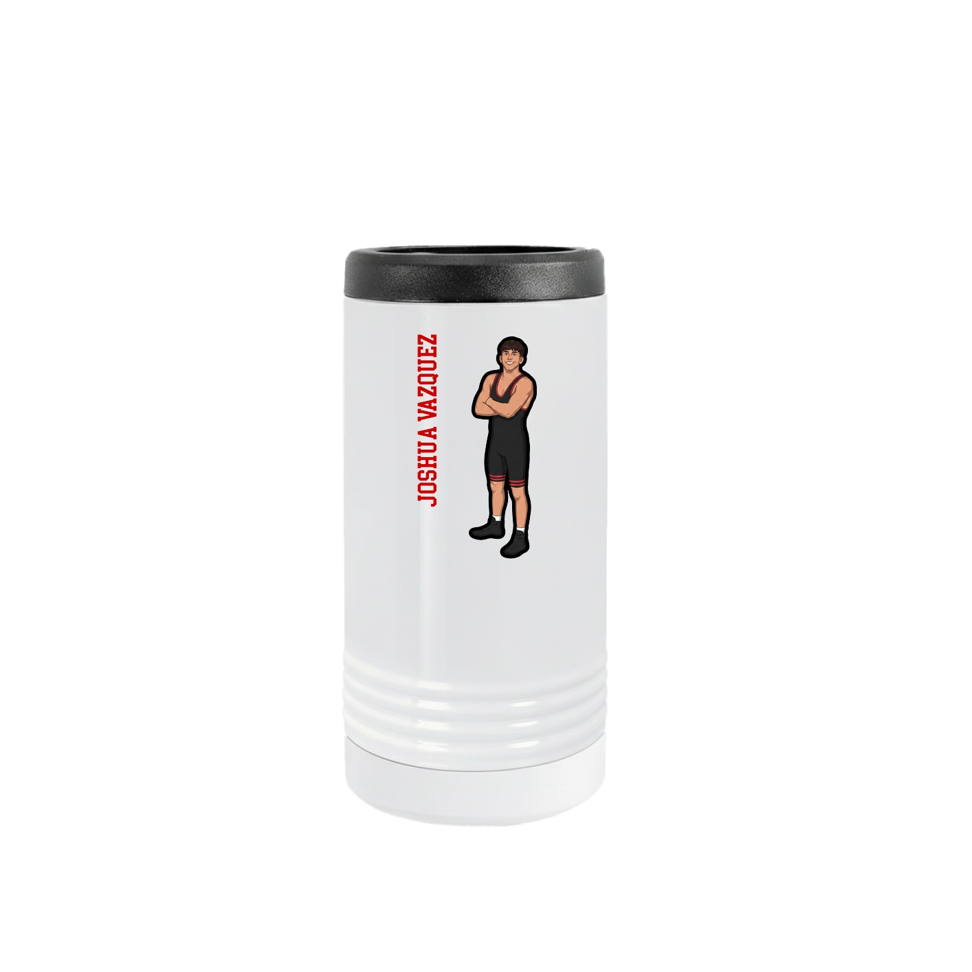 Slim Beverage Holder — Name Vertical in White