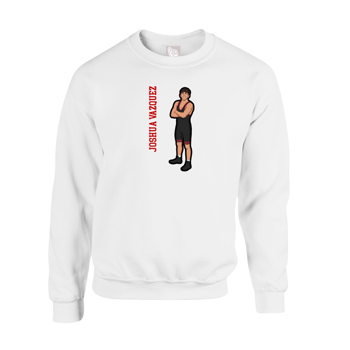Fleece Crew — Name Vertical in White
