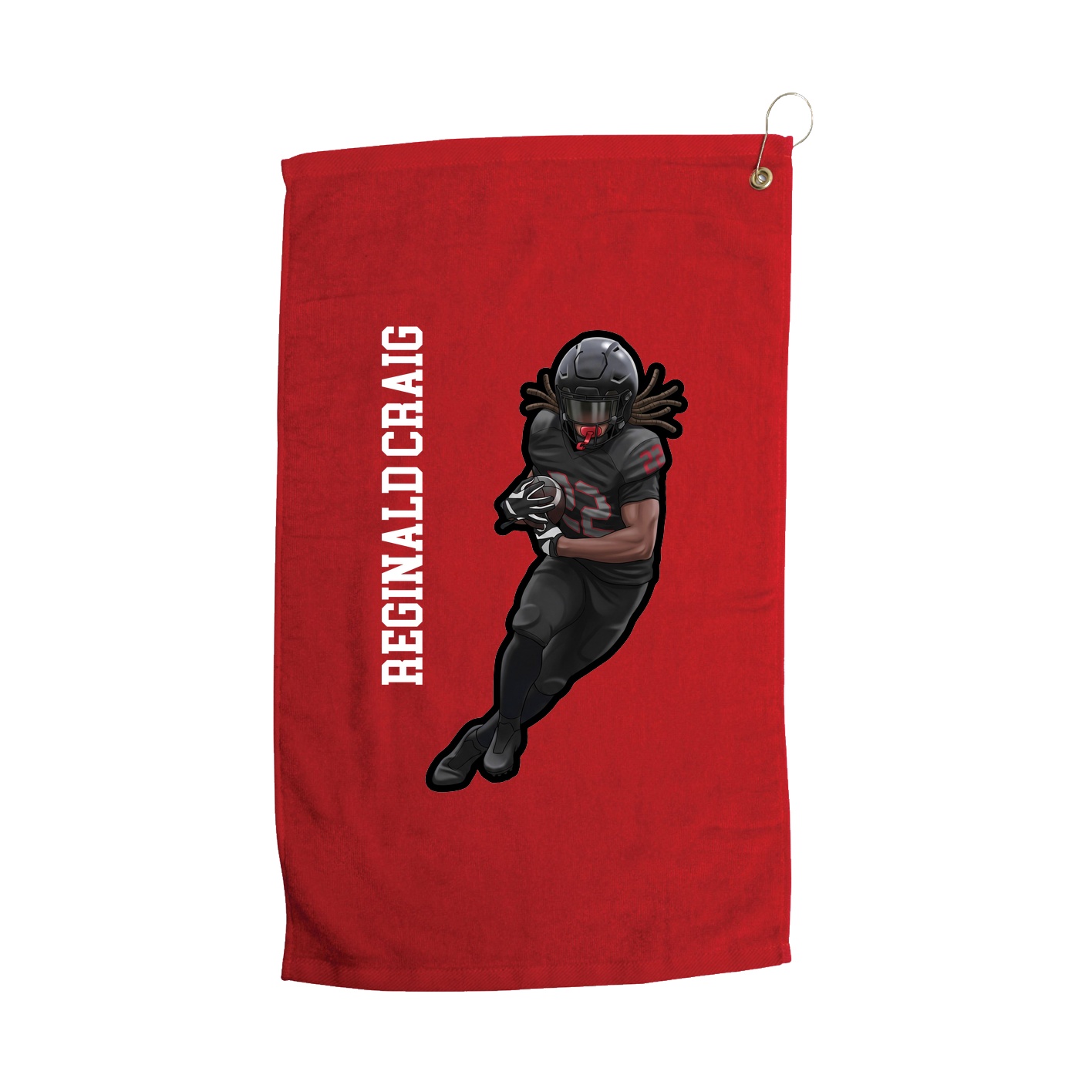 Golf Towel — Name Vertical in Red