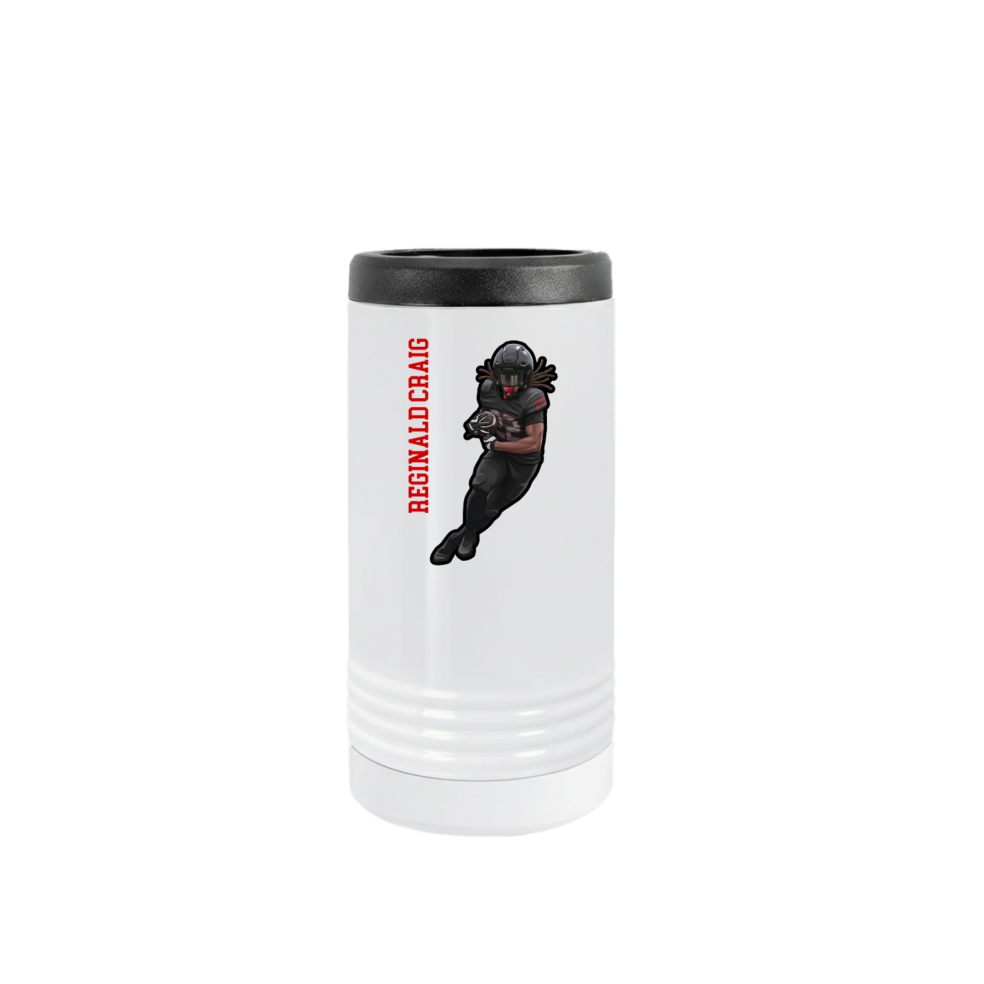 Slim Beverage Holder — Name Vertical in White
