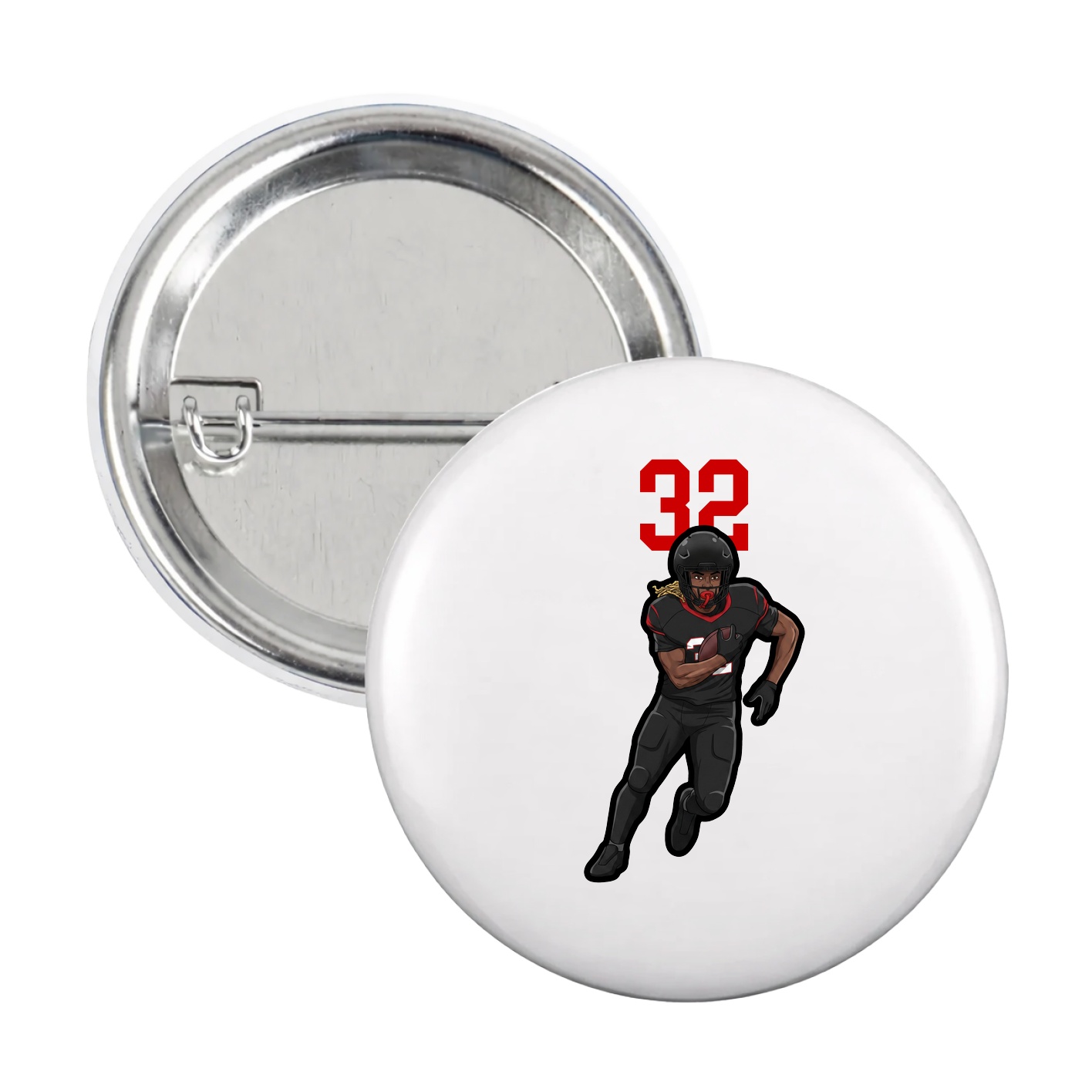 Game Day Button — Number Top in White
