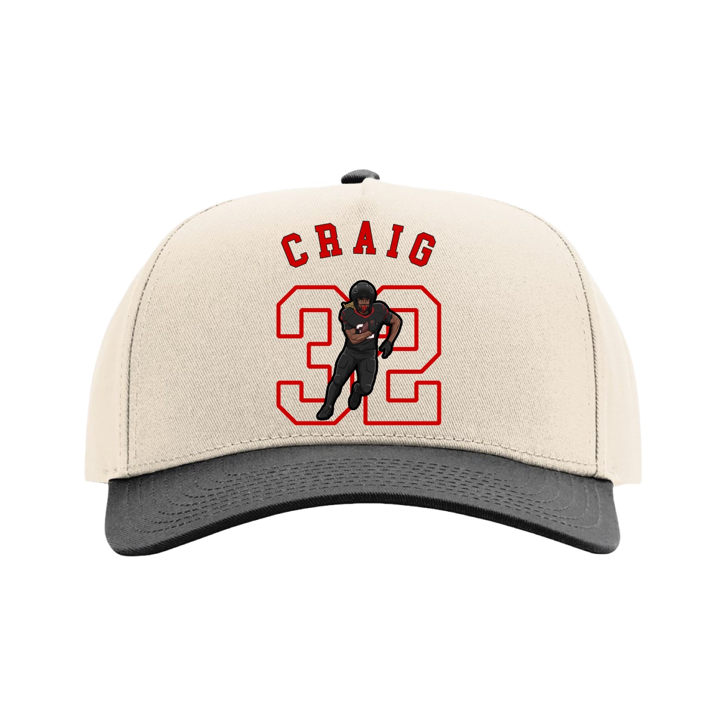 Full Fabric Five-Panel Champ Cap — Shirsey Arch in Cream/Black
